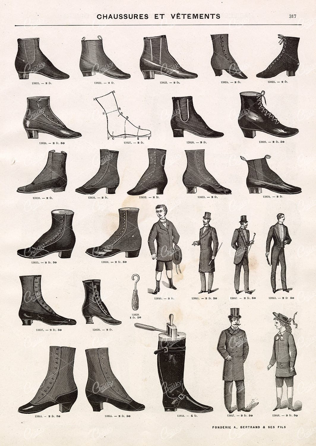 VINTAGE Selection of Shoes and Clothes - 1800s Stock Illustrations