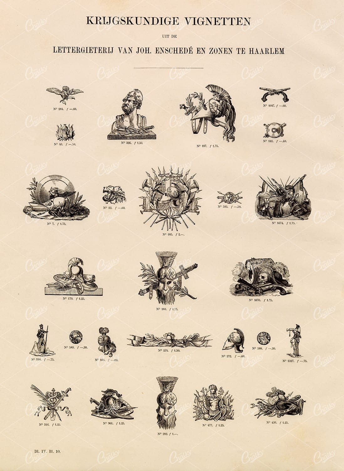 VINTAGE Insignia Illustrations Related to the Military and War