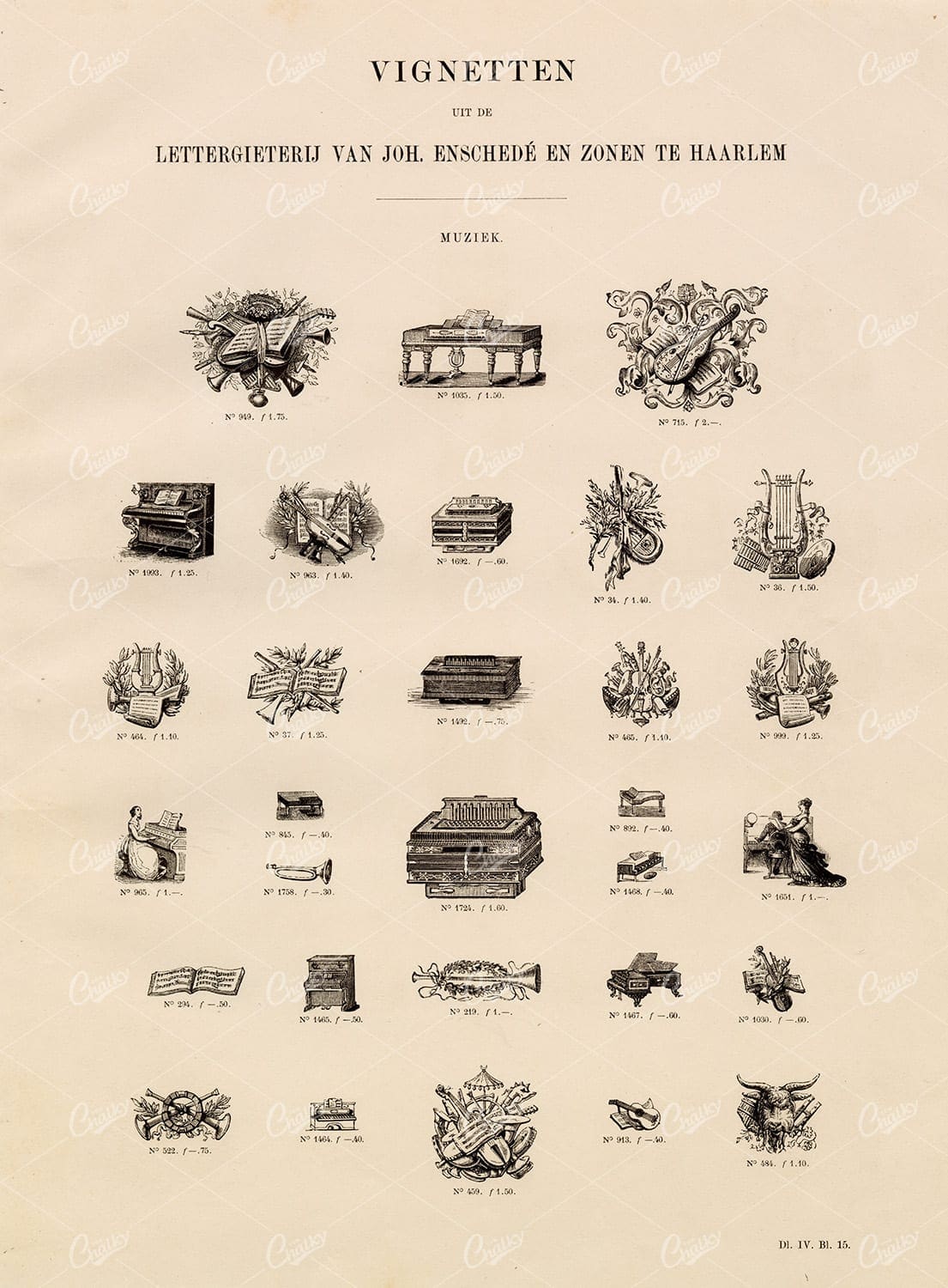 VINTAGE Insignia Illustrations Related to Music - Antique Stock Artwork