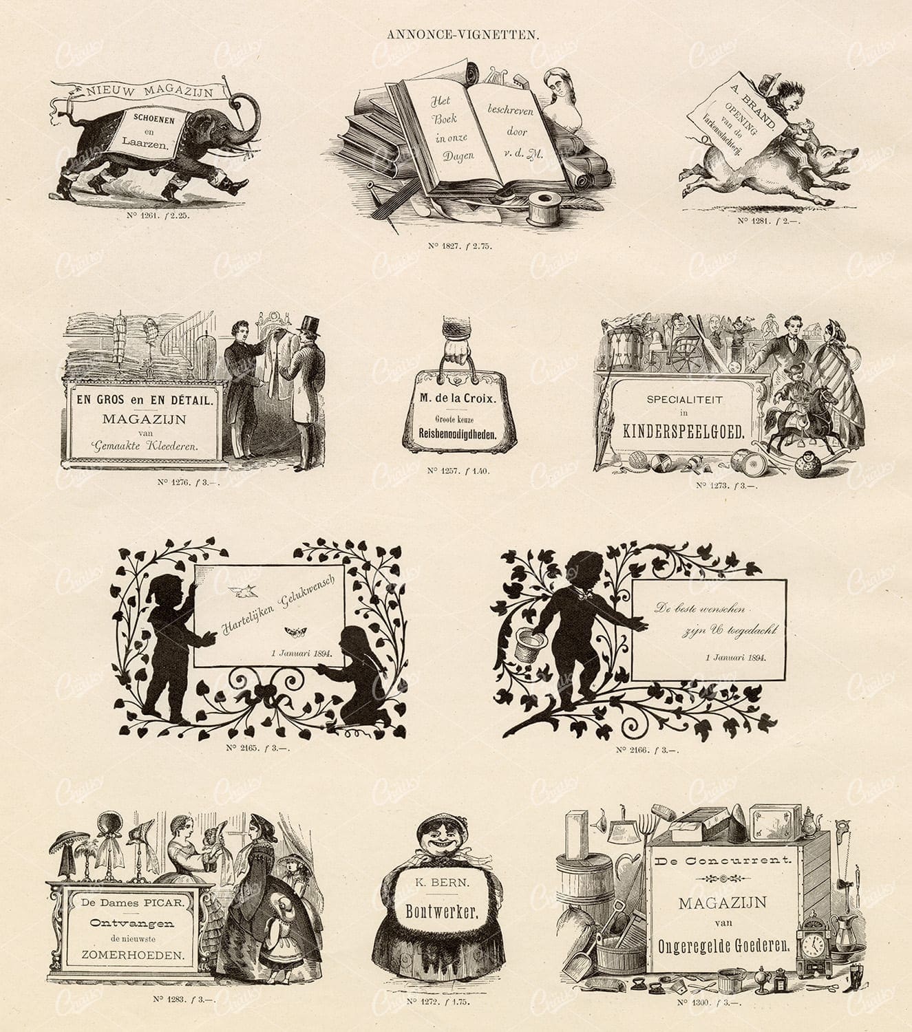 VINTAGE Selection of Marketing / Sign Vignette Illustrations - Antique Stock Art
