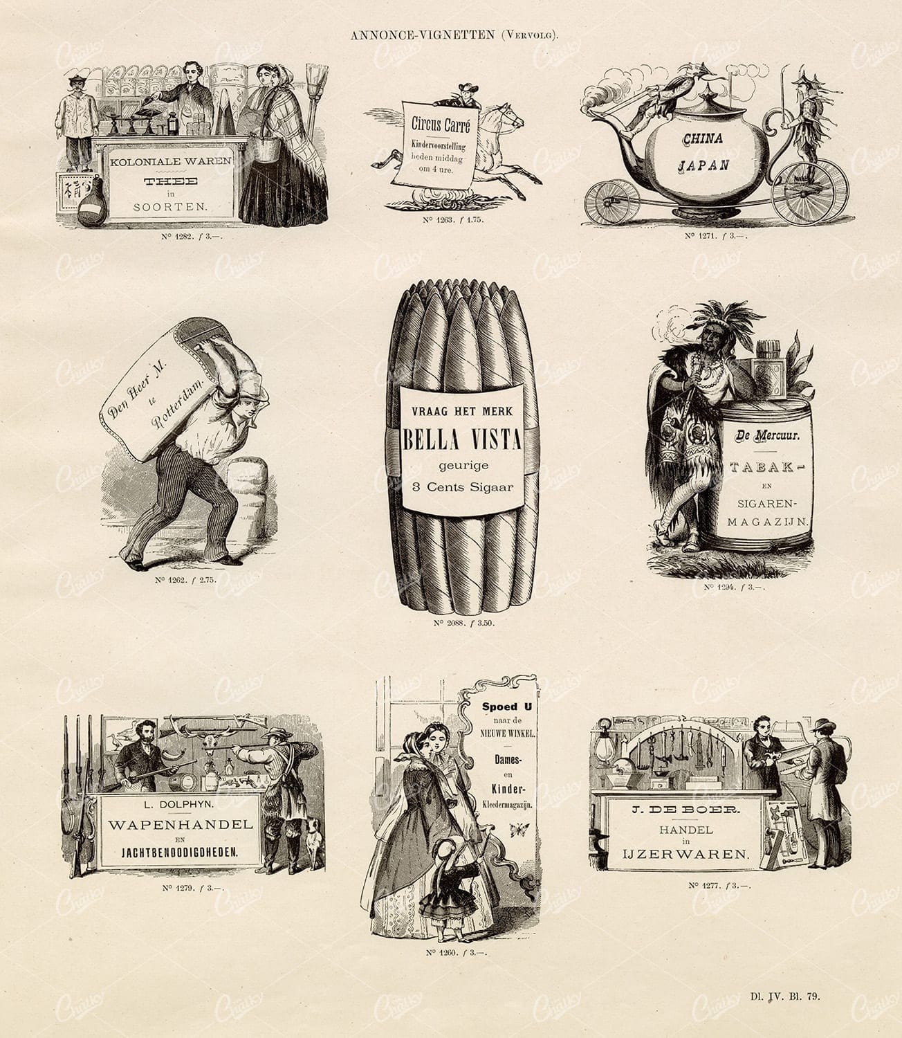 VINTAGE Selection of Marketing / Sign Vignette Illustrations - Antique Stock Art