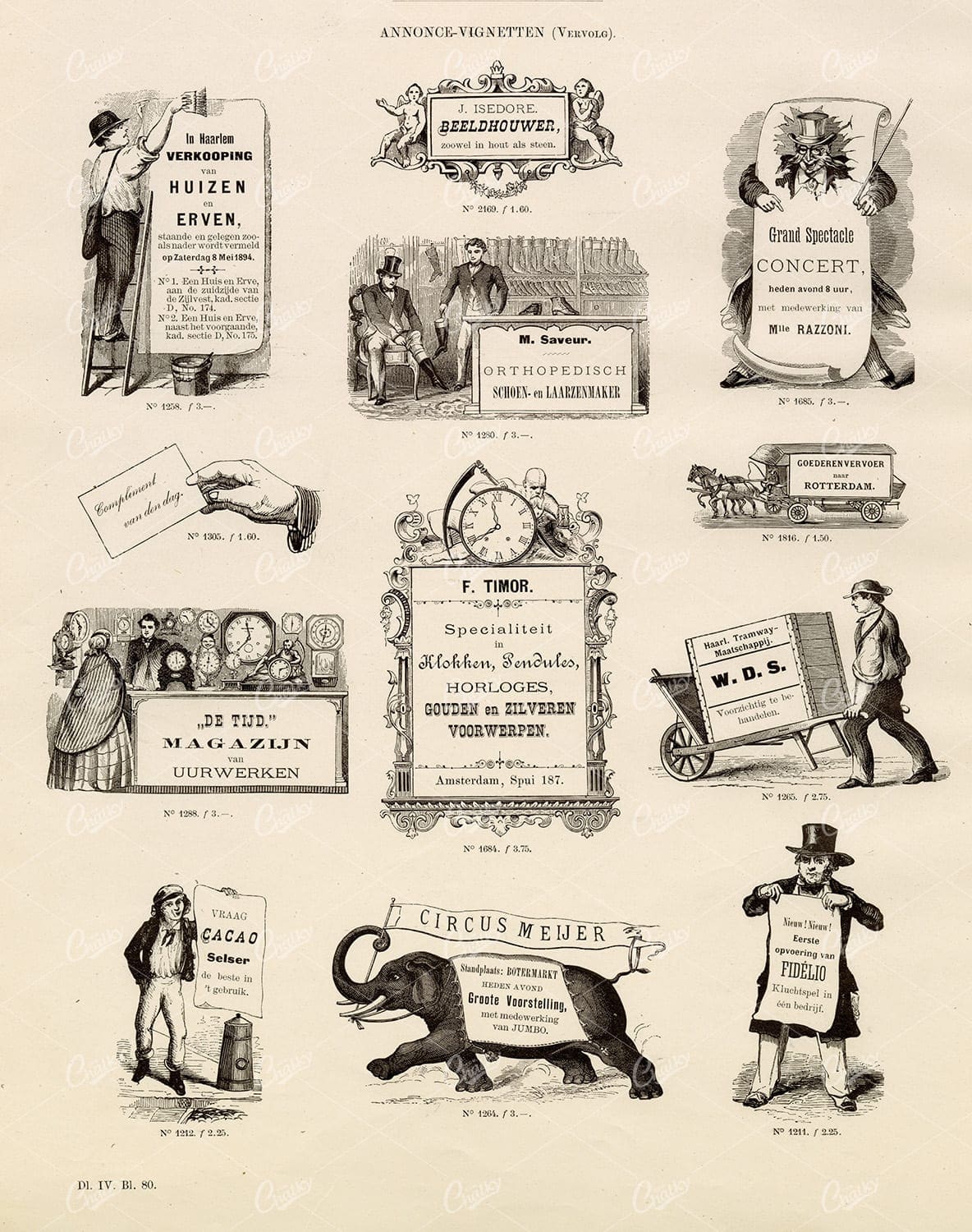 VINTAGE Selection of Marketing / Sign Vignette Illustrations - Antique Stock Art
