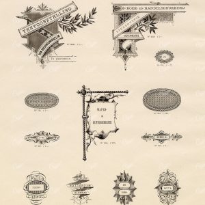DECORATIVE Banners and Ribbon Vignette Illustrations - Antique Typography Stock Art