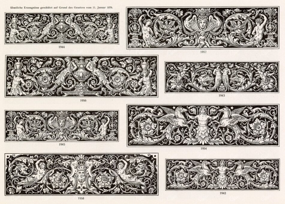 Renaissance Horizontal Border Collection - Figures, Scrollwork And Grotesques