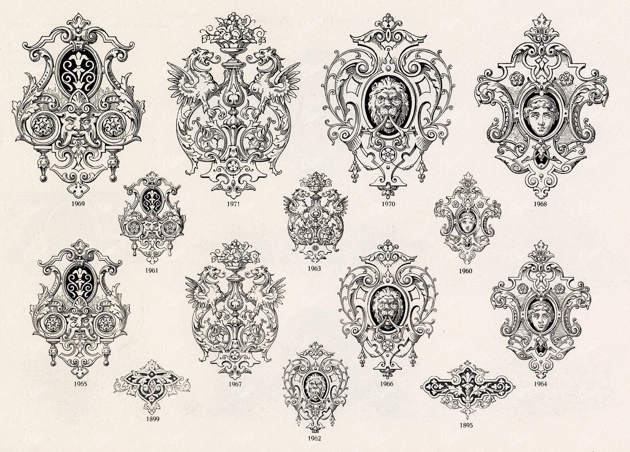 VINTAGE Decorative Design Elements - Antique Stock Artwork