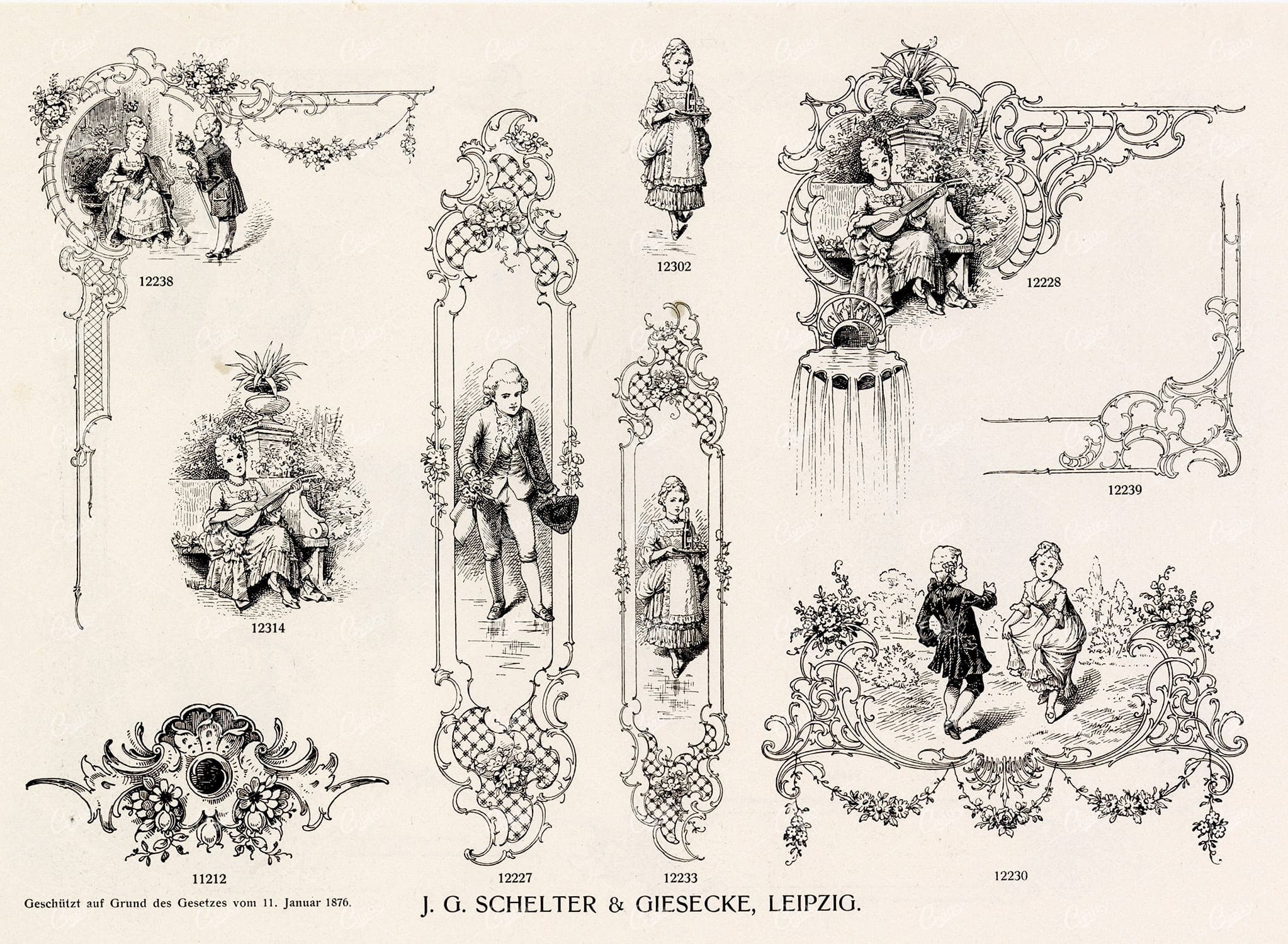 VINTAGE Decorative Design Elements - Ornate Borders and People
