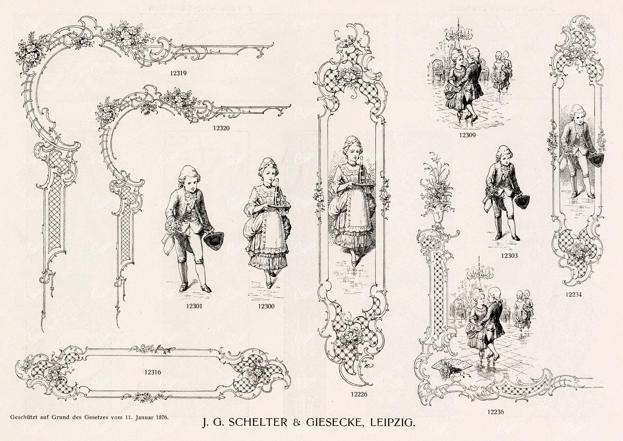 VINTAGE Decorative Design Elements - Ornate Borders and People