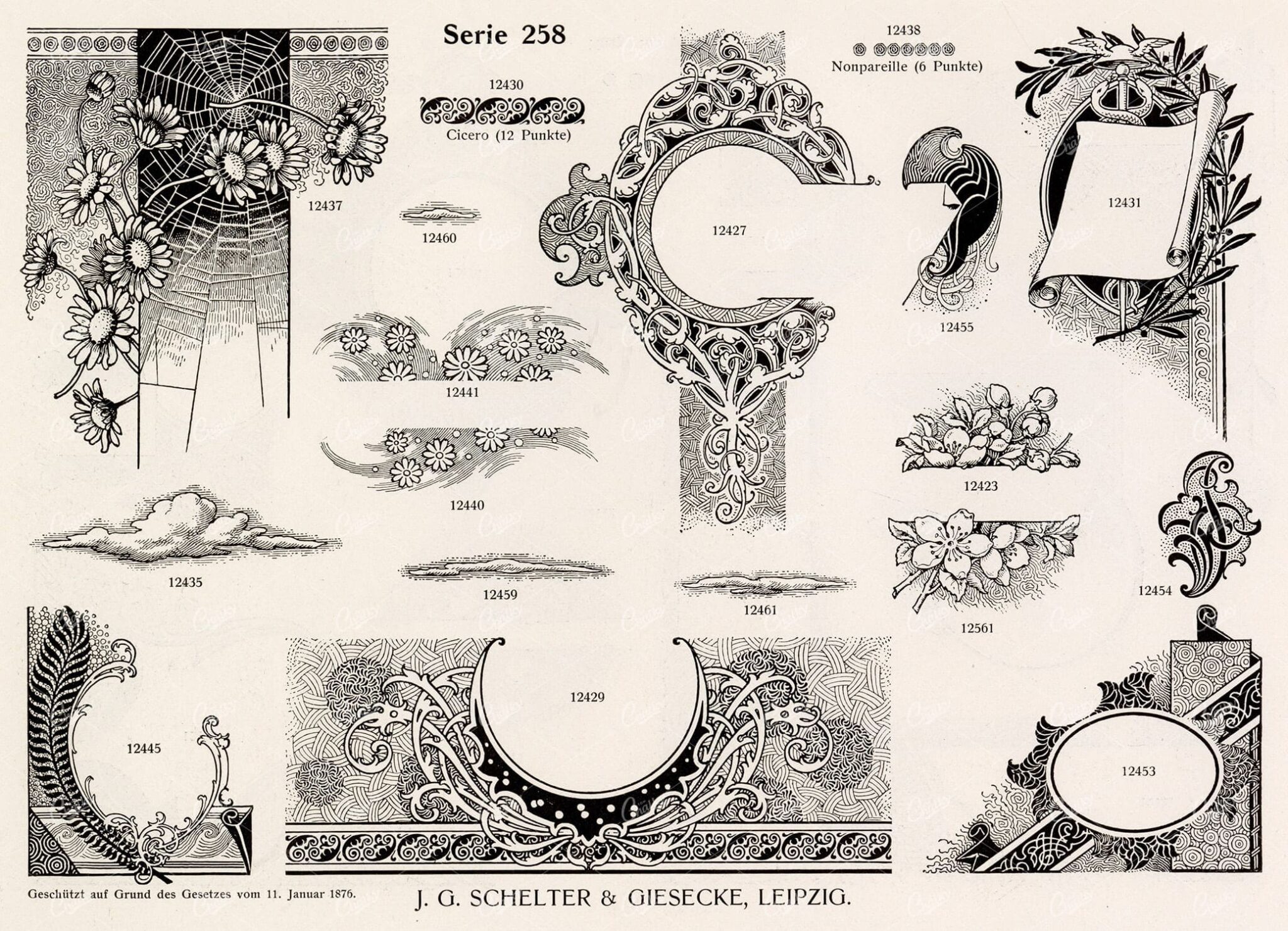 VINTAGE Decorative Design Elements - 1800s Stock Illustrations