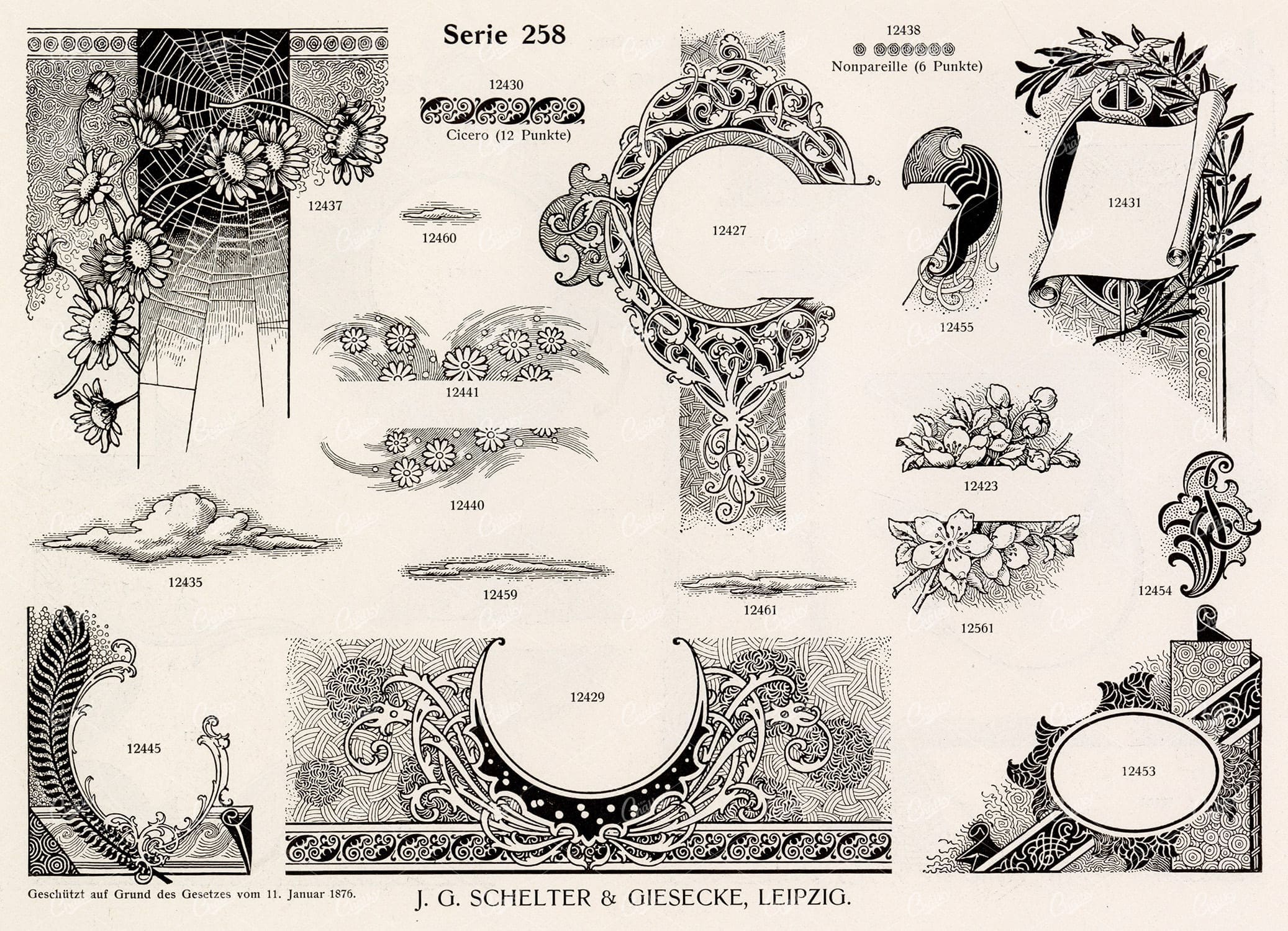 VINTAGE Decorative Design Elements - 1800s Stock Illustrations