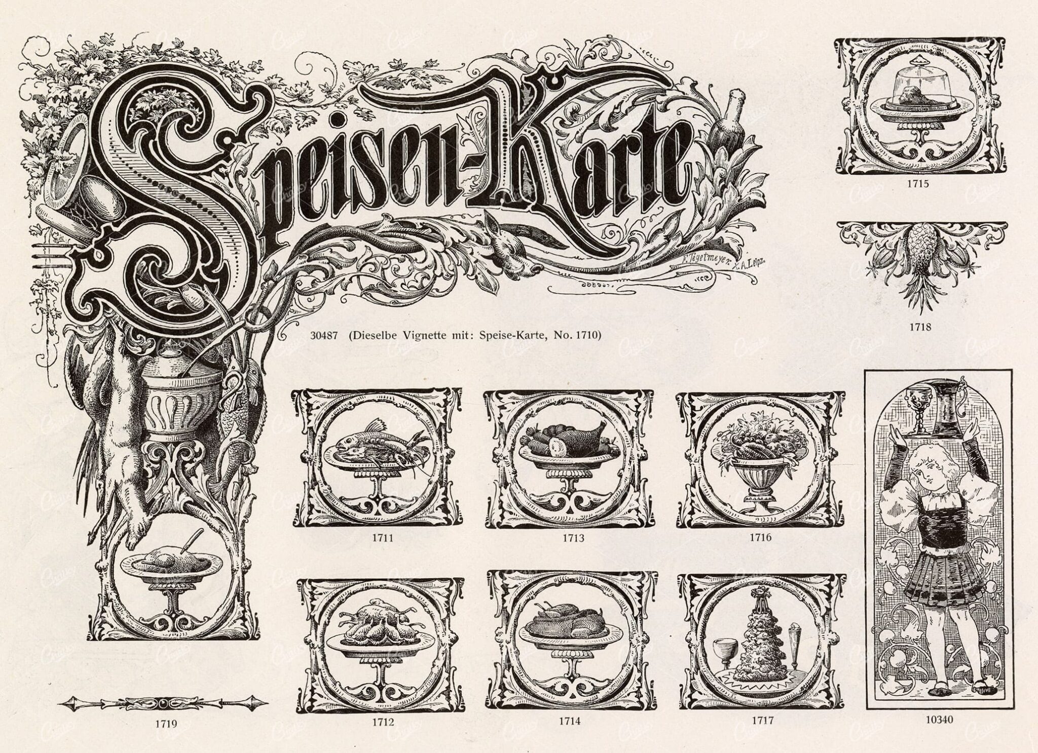 MISCELLANEOUS Selection of Vintage Design Elements - 1800s Antique Stock Artwork