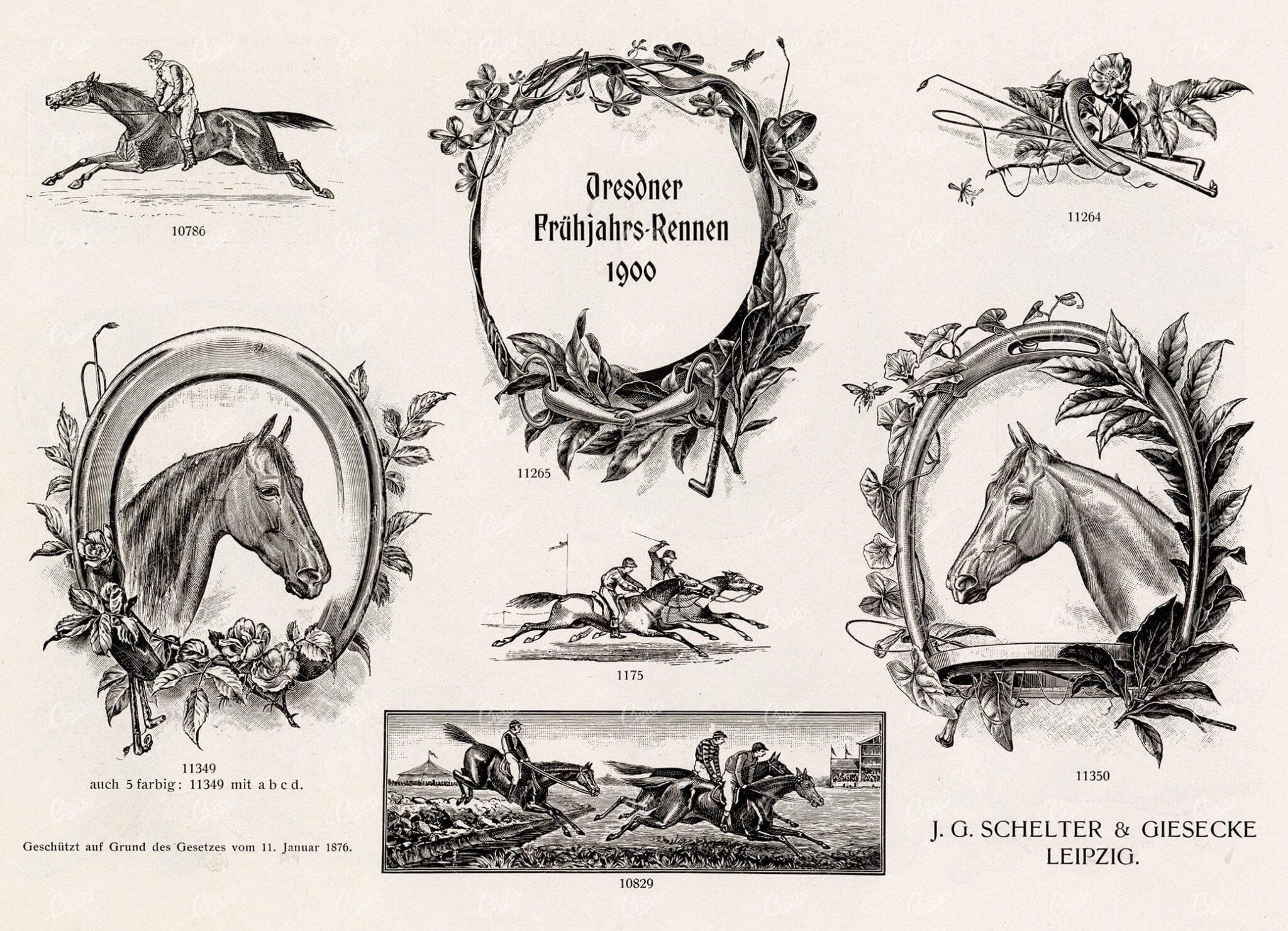 MISCELLANEOUS Selection of Vintage Horse Racing Related Design Elements