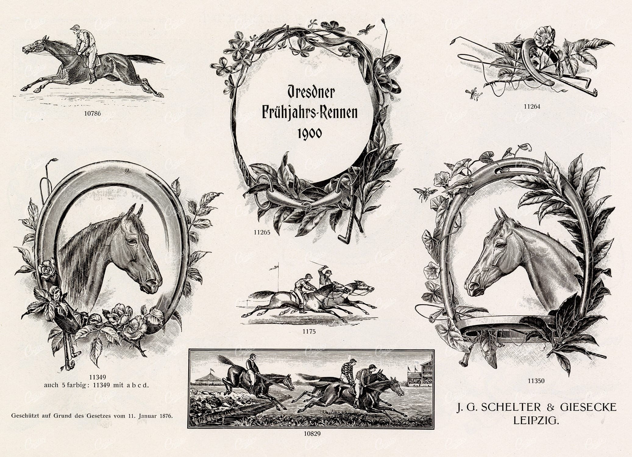 MISCELLANEOUS Selection of Vintage Horse Racing Related Design Elements