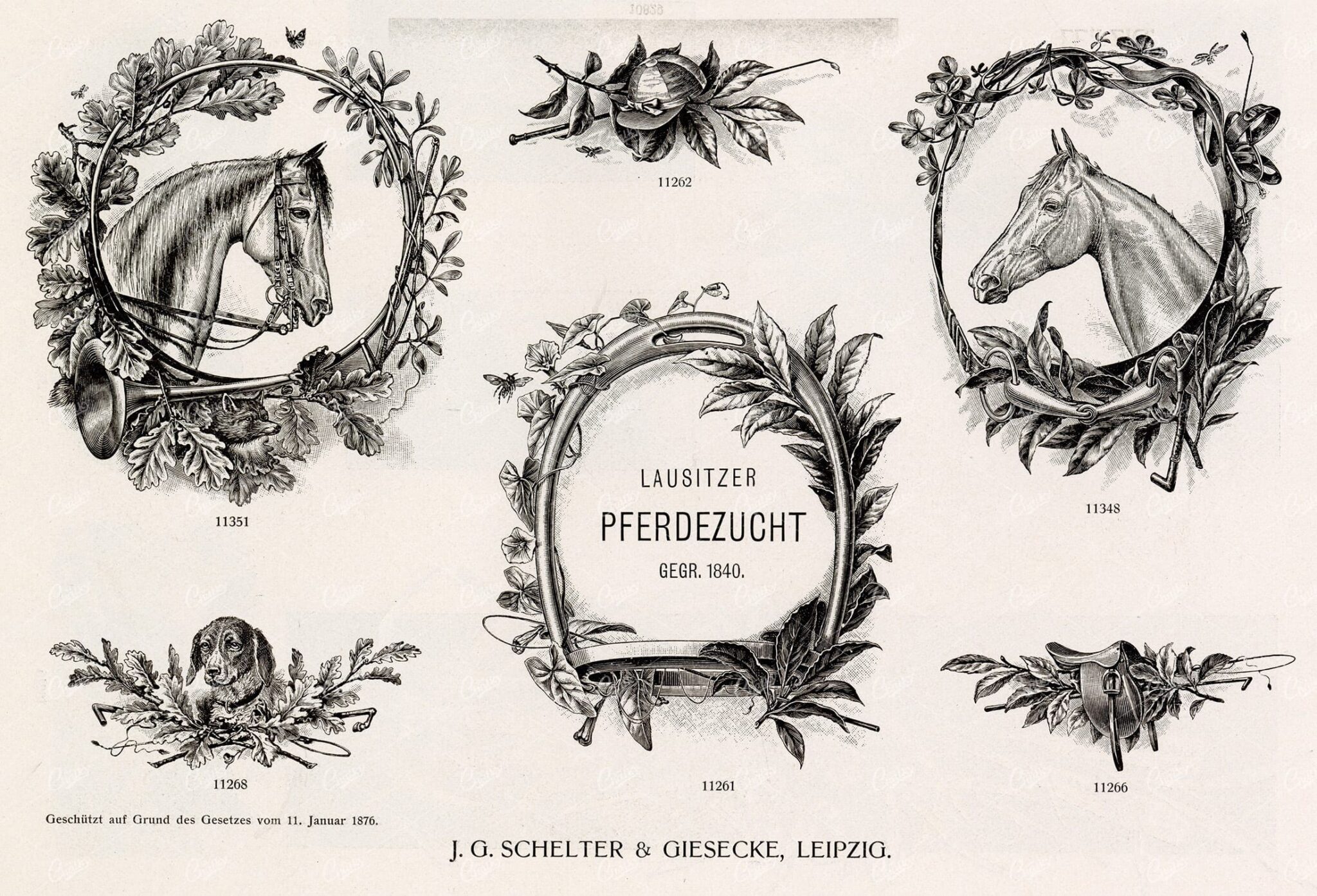 MISCELLANEOUS Selection of Vintage Horse Racing Related Design Elements
