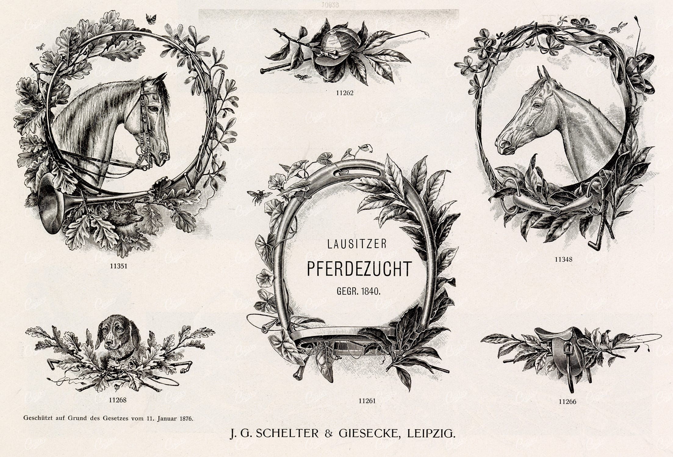 MISCELLANEOUS Selection of Vintage Horse Racing Related Design Elements