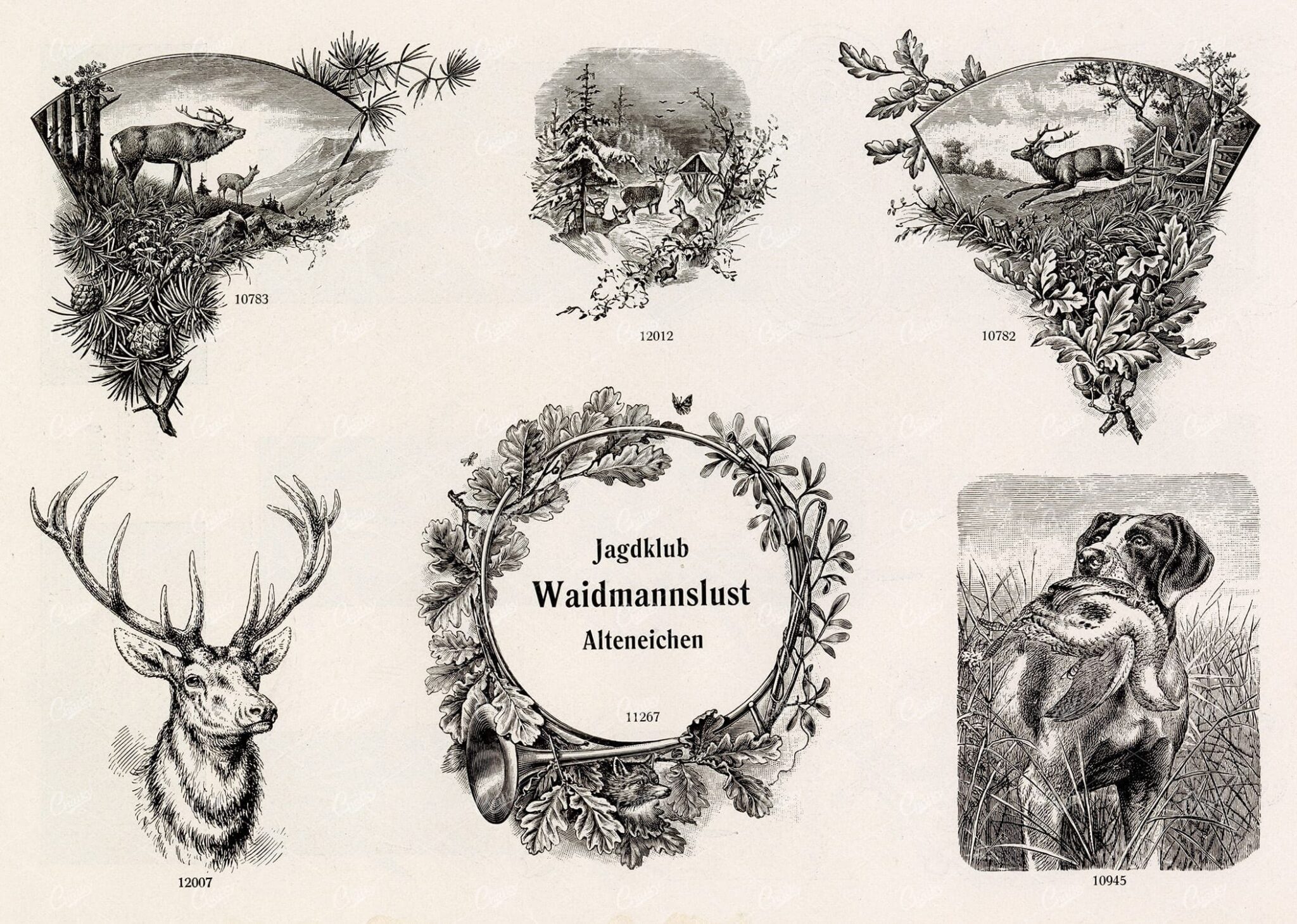 MISCELLANEOUS Selection of Vintage Hunting Related Design Elements