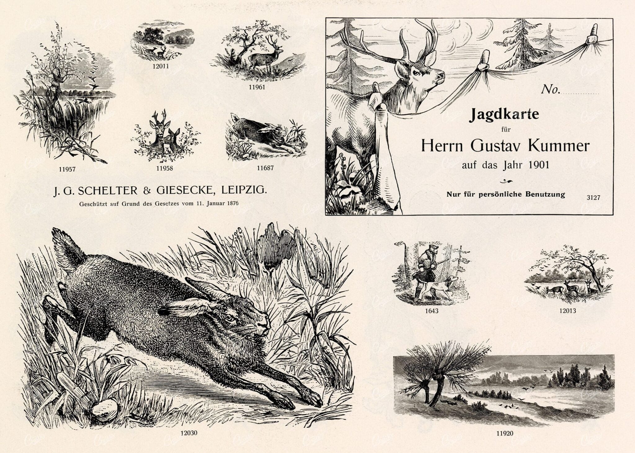 MISCELLANEOUS Selection of Vintage Hunting Related Design Elements