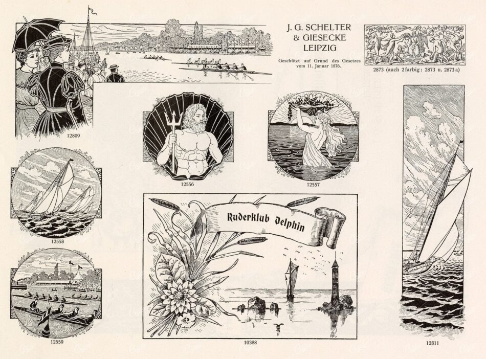 MISCELLANEOUS Selection of Vintage Sailing / Sail Boat Related Design Elements