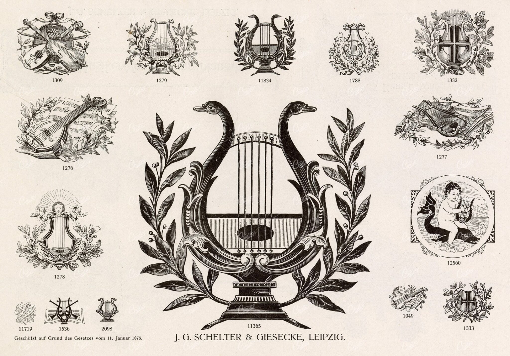 MISCELLANEOUS Selection of Vintage Music Related Design Elements