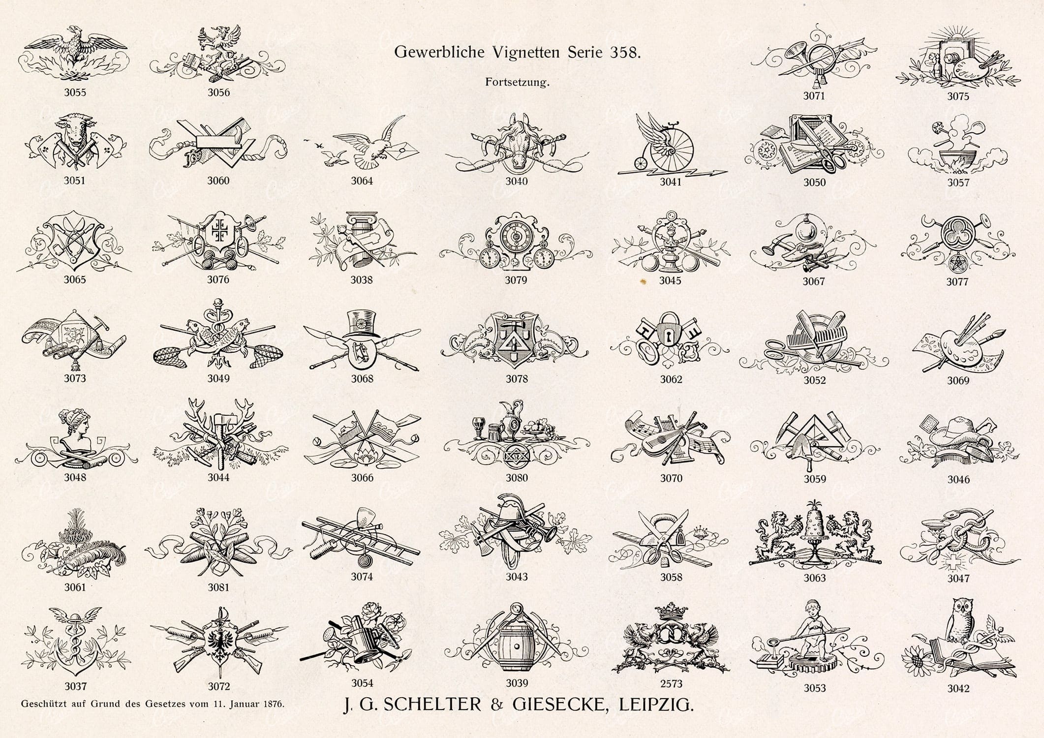 MISCELLANEOUS Selection of Vintage Design Elements - 1800s Antique Stock Artwork