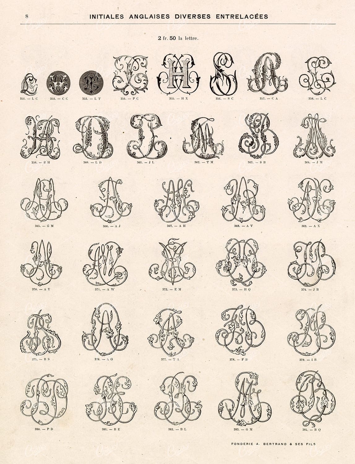 DECORATIVE Typography Monograms - Vintage Type Foundry Catalogue