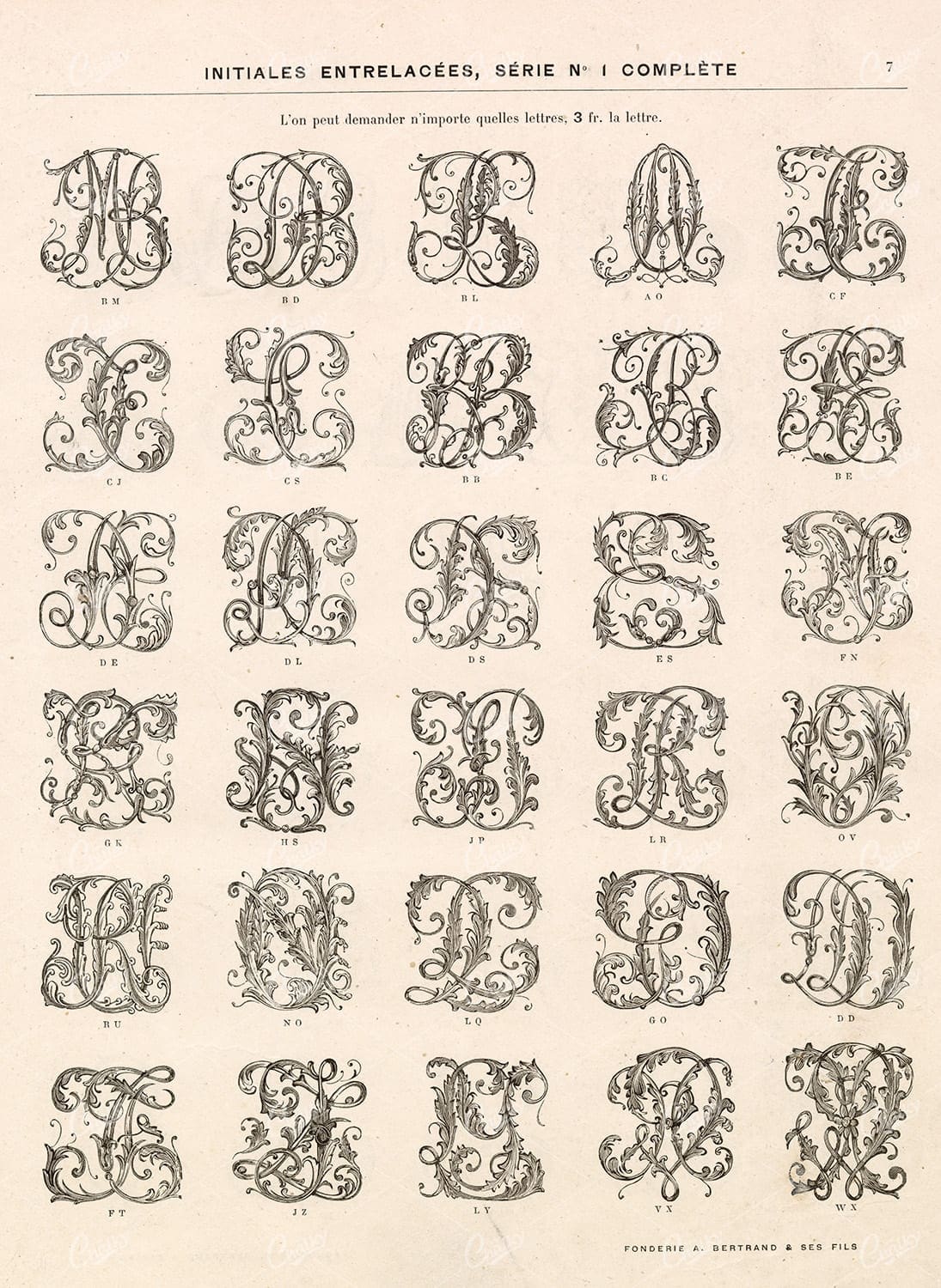 DECORATIVE Typography Monograms - Vintage Type Foundry Catalogue