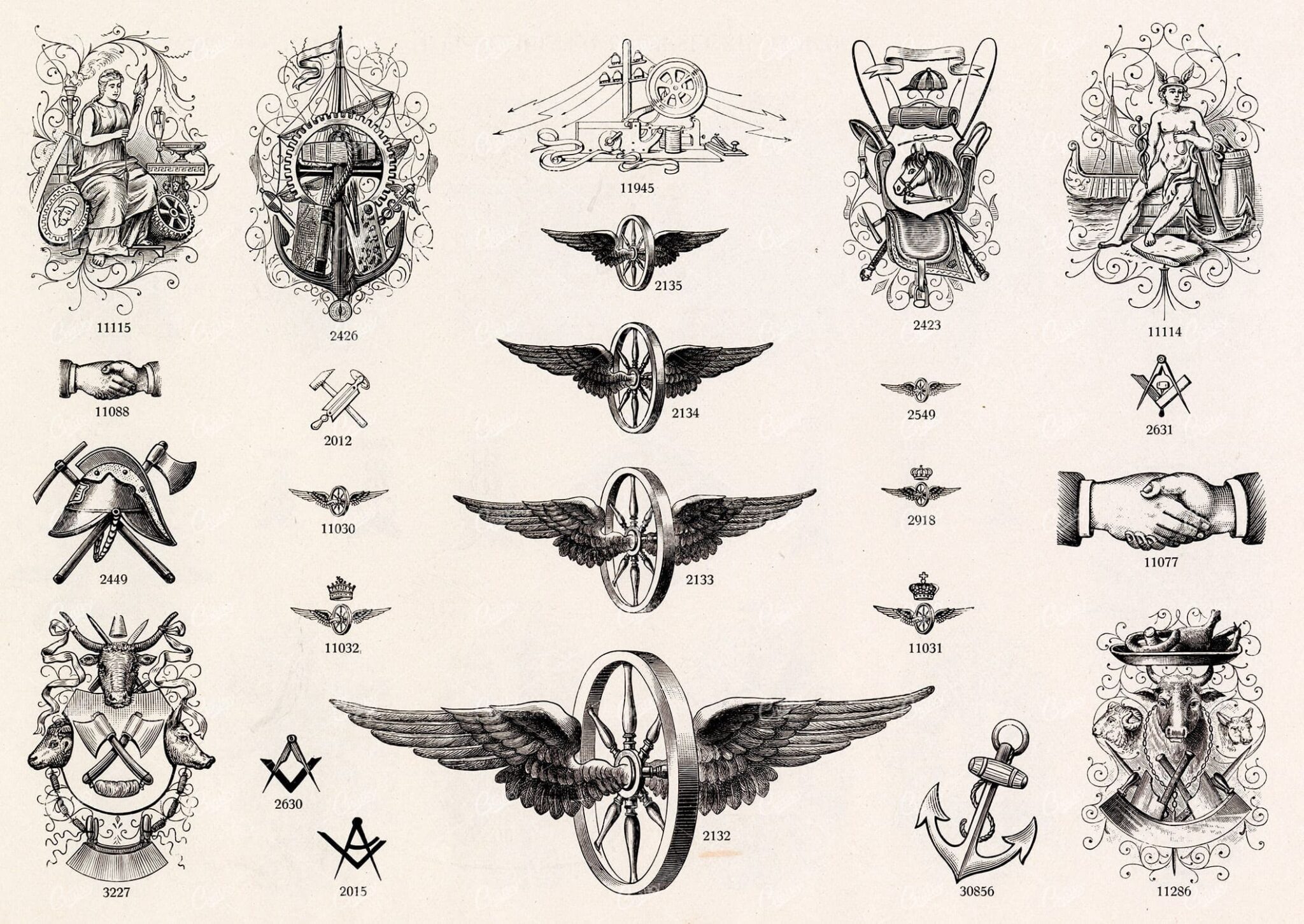 MISCELLANEOUS Selection of Vintage Design Elements - 1800s Antique Stock Artwork