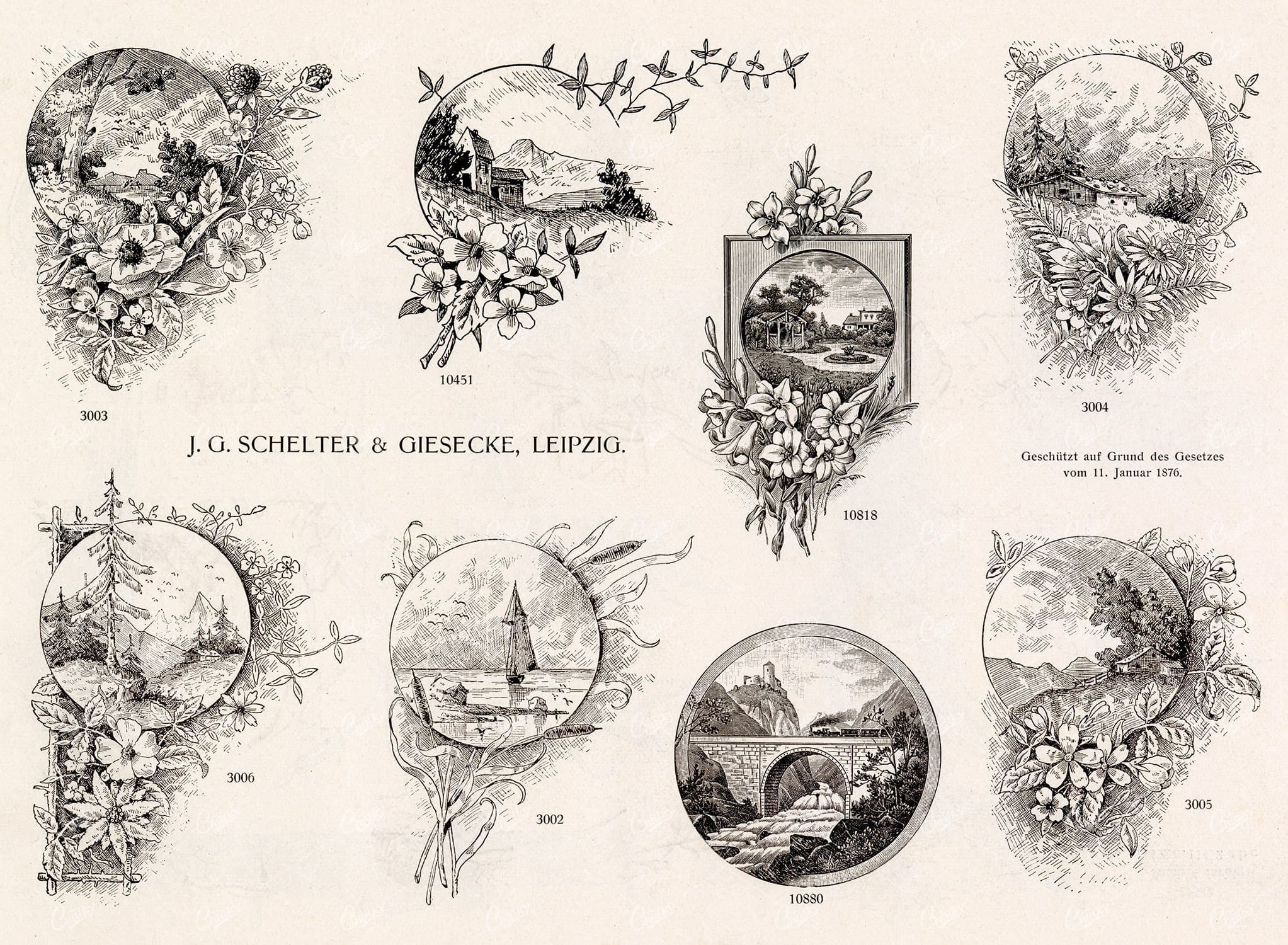 MISCELLANEOUS Selection of Vintage Design Elements - 1800s Antique Stock Artwork