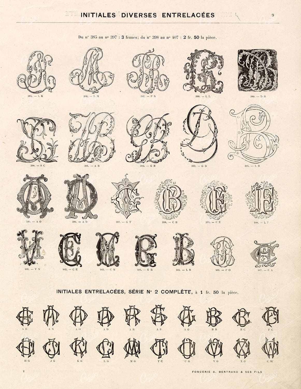 DECORATIVE Typography Monograms - Vintage Type Foundry Catalogue