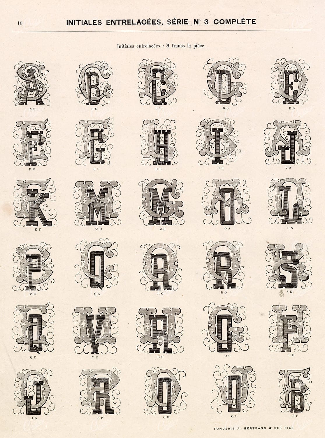 DECORATIVE Typography Monograms - Vintage Type Foundry Catalogue