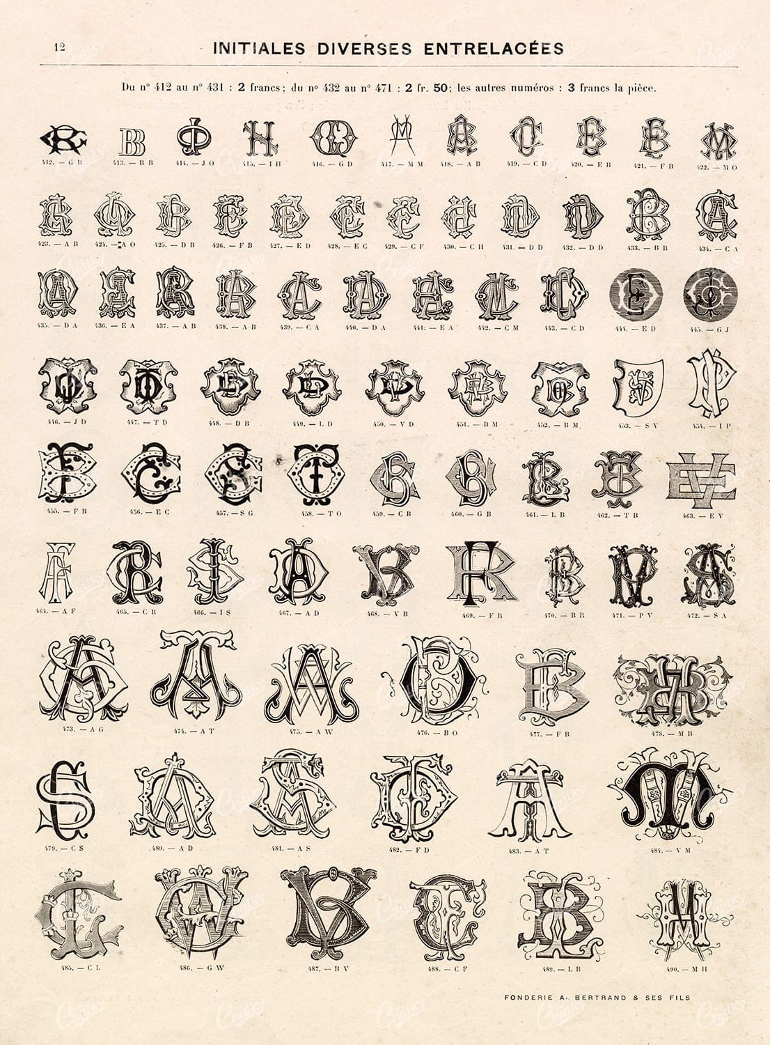 DECORATIVE Typography Monograms - Vintage Type Foundry Catalogue