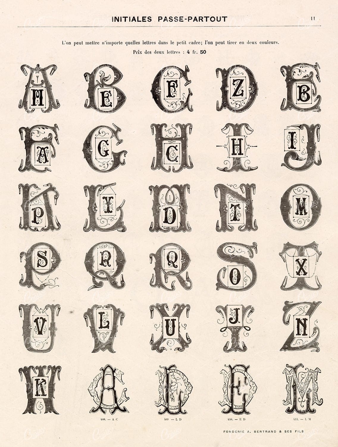 DECORATIVE Typography Monograms - Vintage Type Foundry Catalogue