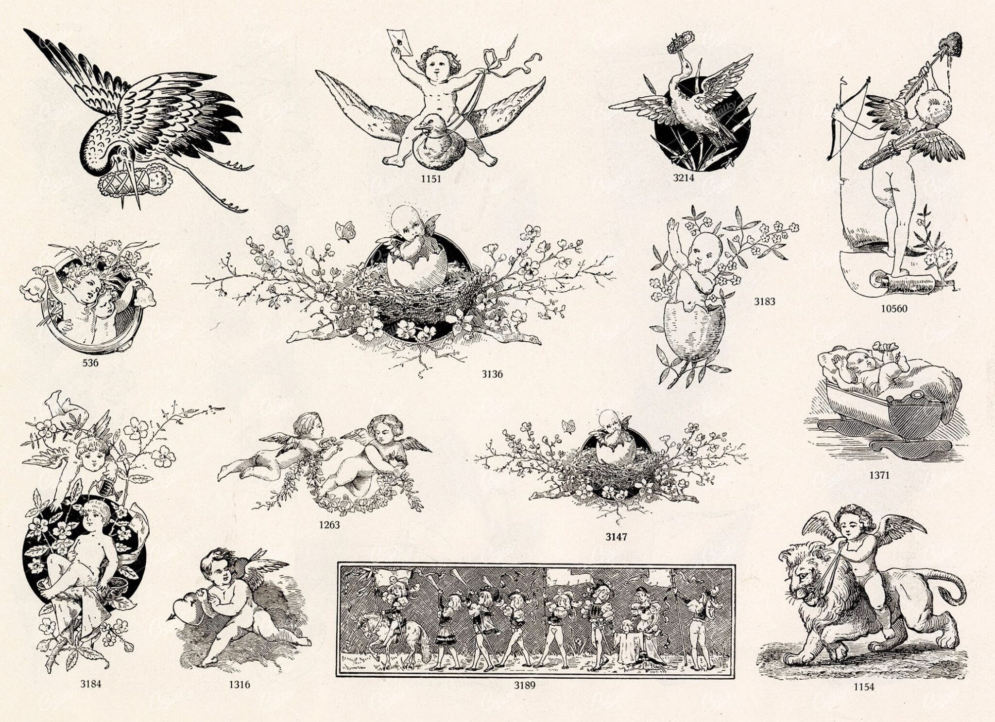 MISCELLANEOUS Selection of Vintage Design Elements - 1800s Antique Stock Artwork