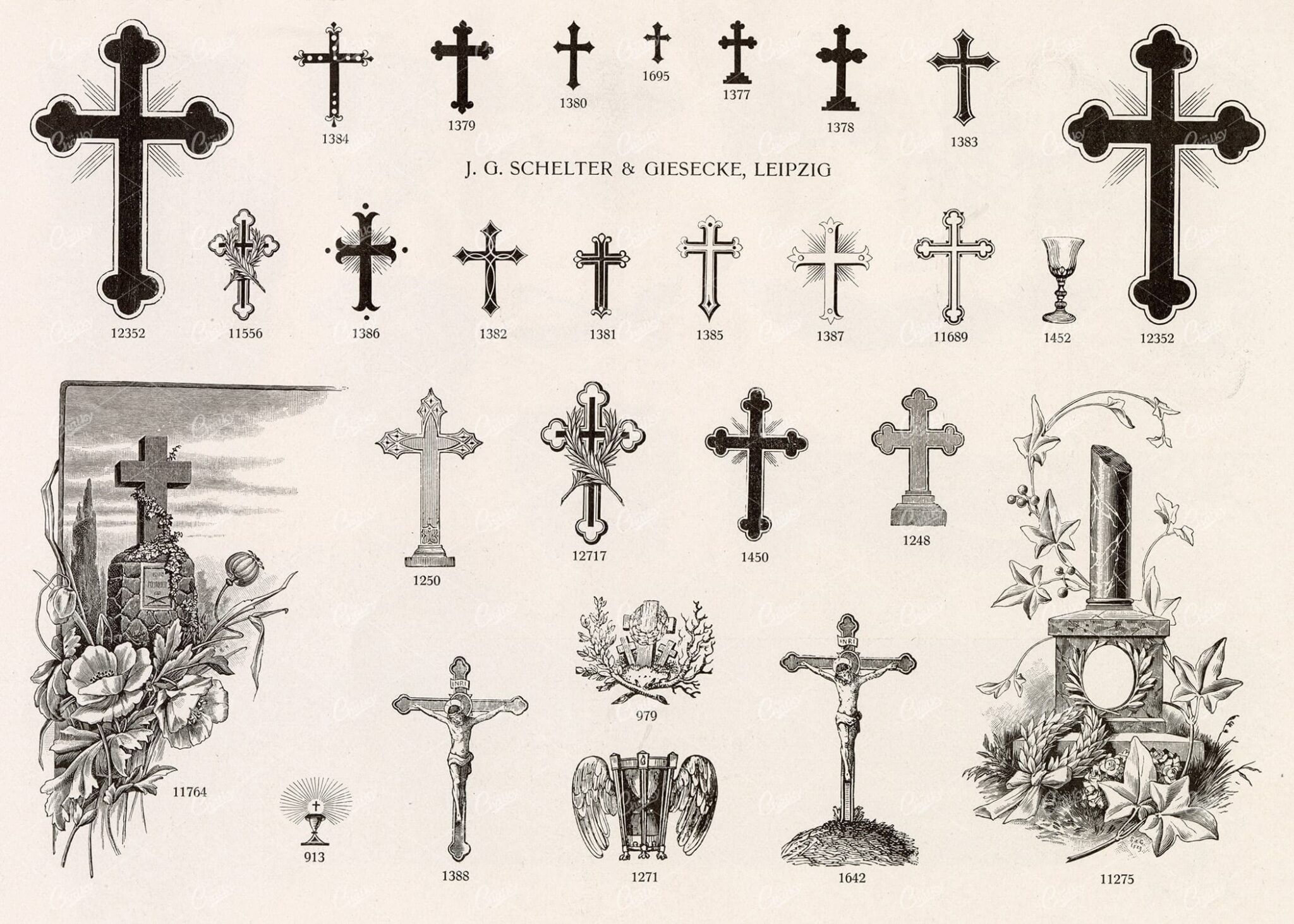MISCELLANEOUS Selection of Vintage Christianity / Religious Design Elements