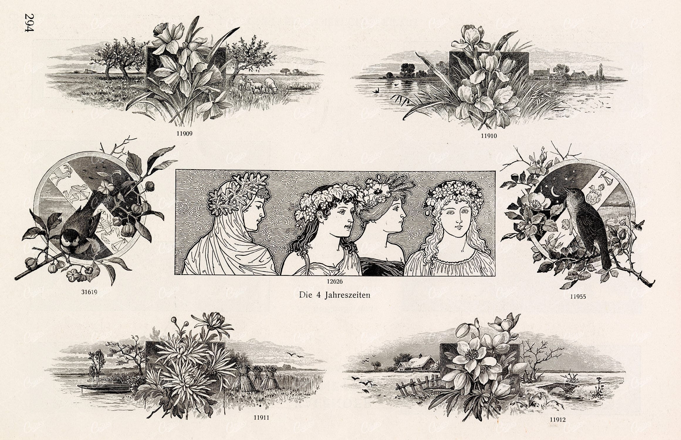 MISCELLANEOUS Selection of Vintage Design Elements - 1800s Antique Stock Artwork