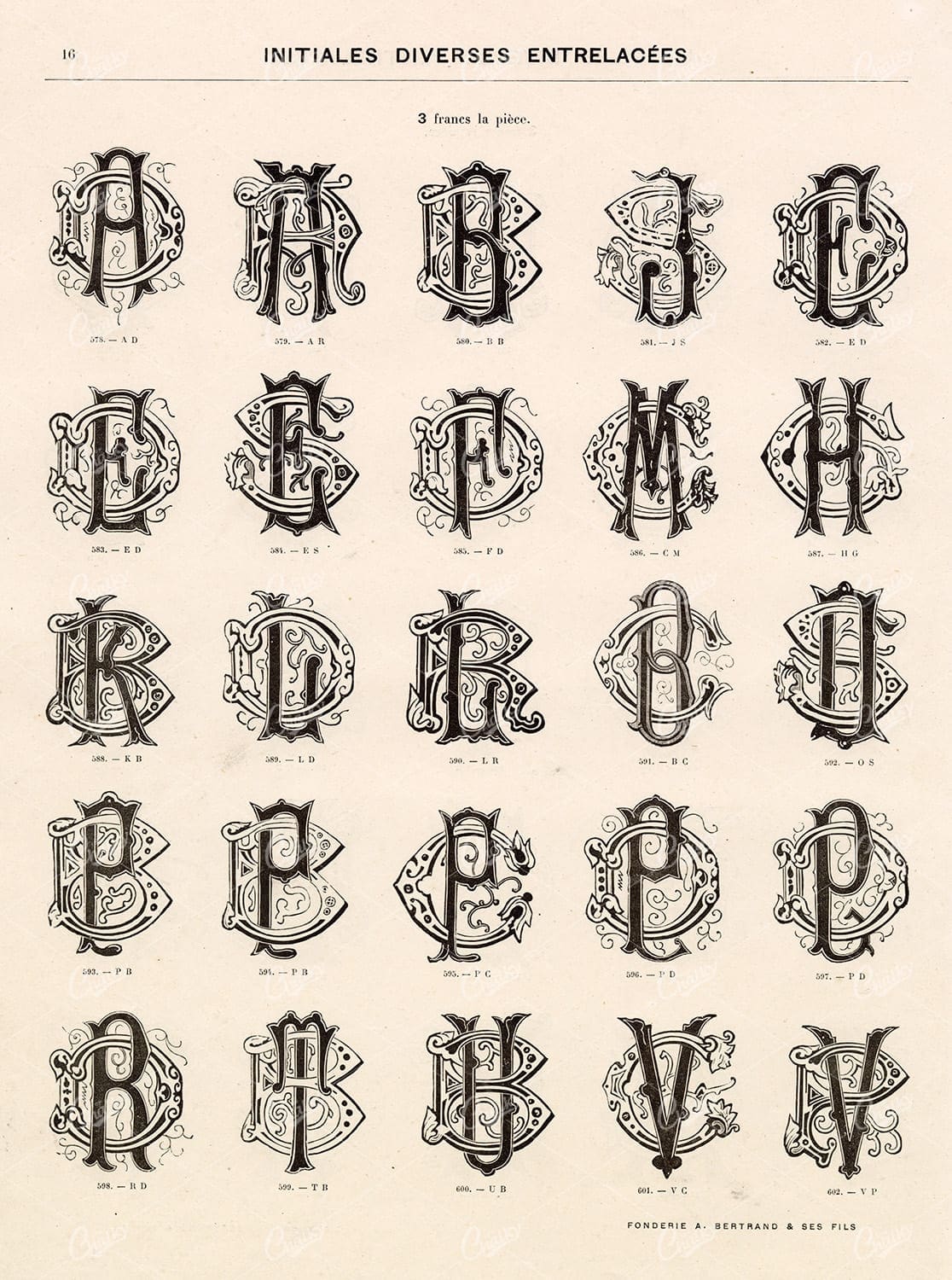DECORATIVE Typography Monograms - Vintage Type Foundry Catalogue