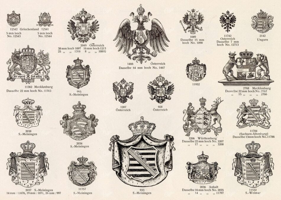 MISCELLANEOUS Selection of Vintage Heraldry Related Design Elements