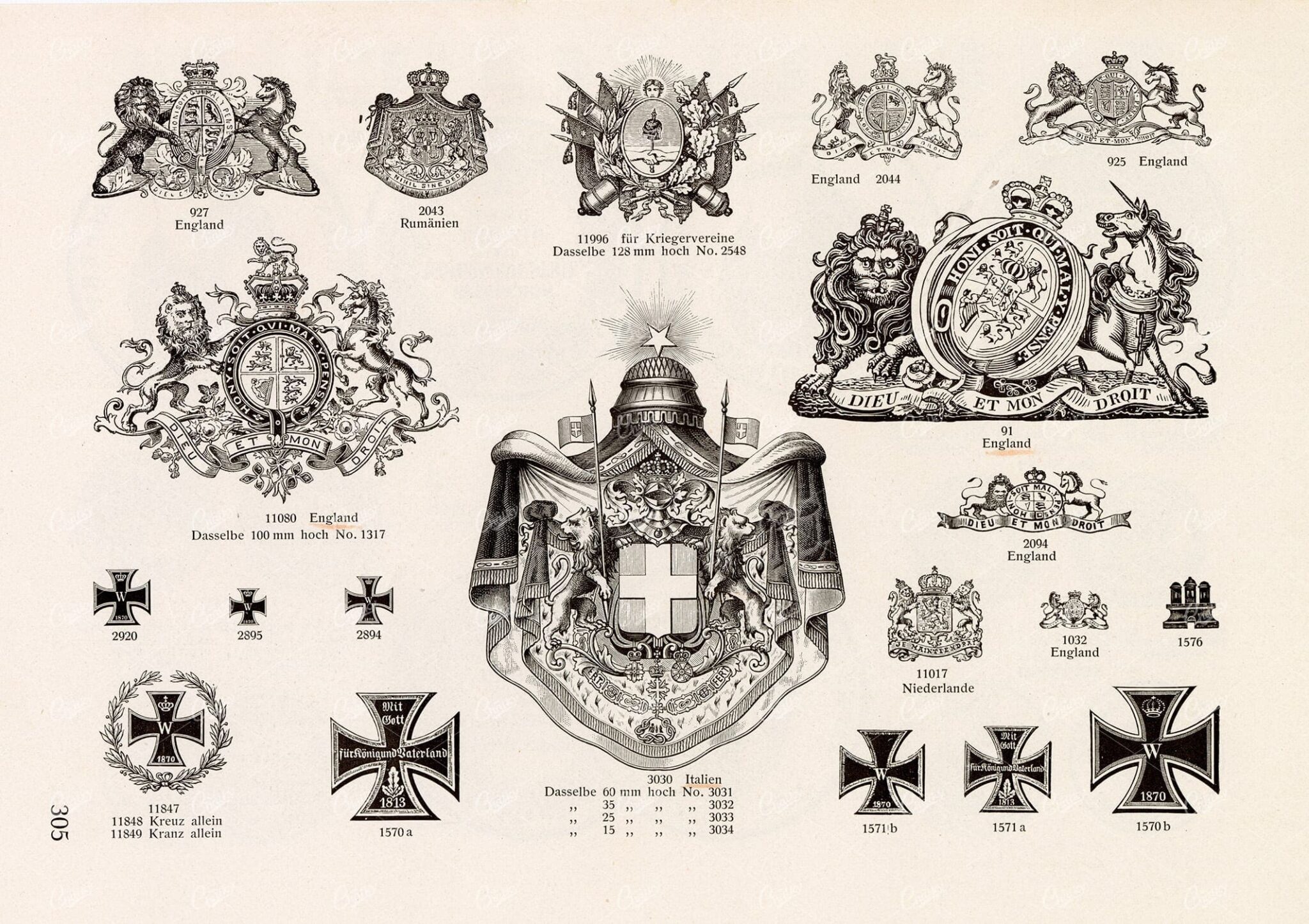 MISCELLANEOUS Selection of Vintage Heraldry Related Design Elements