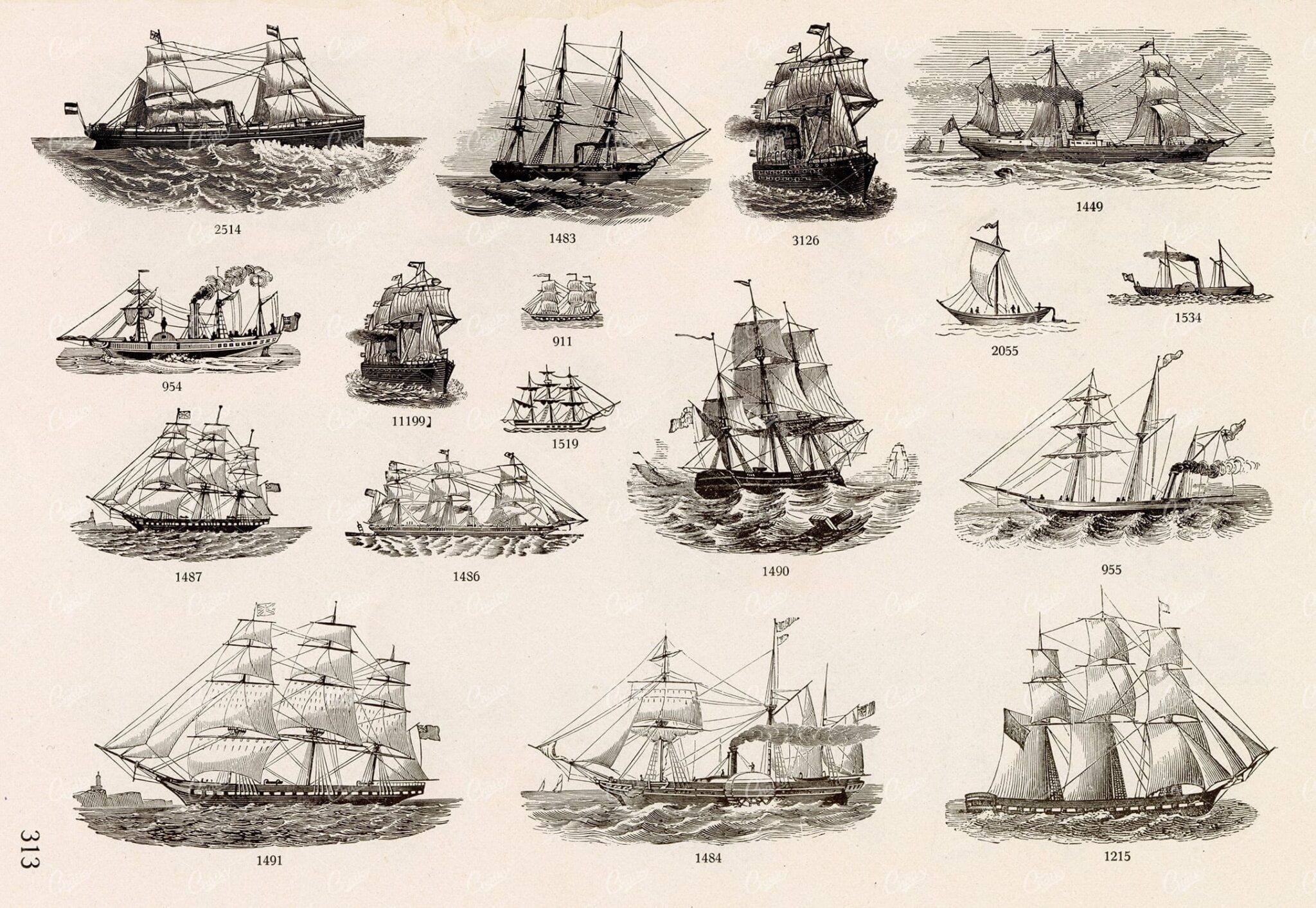 MISCELLANEOUS Selection of Vintage Steam / Sail Boat Related Design Elements