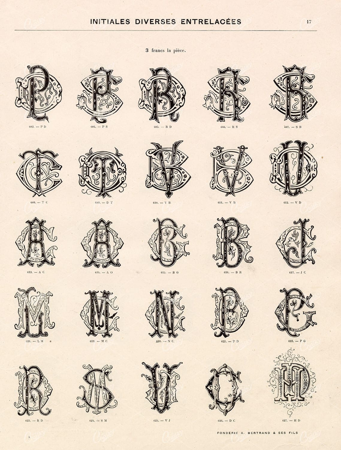 DECORATIVE Typography Monograms - Vintage Type Foundry Catalogue