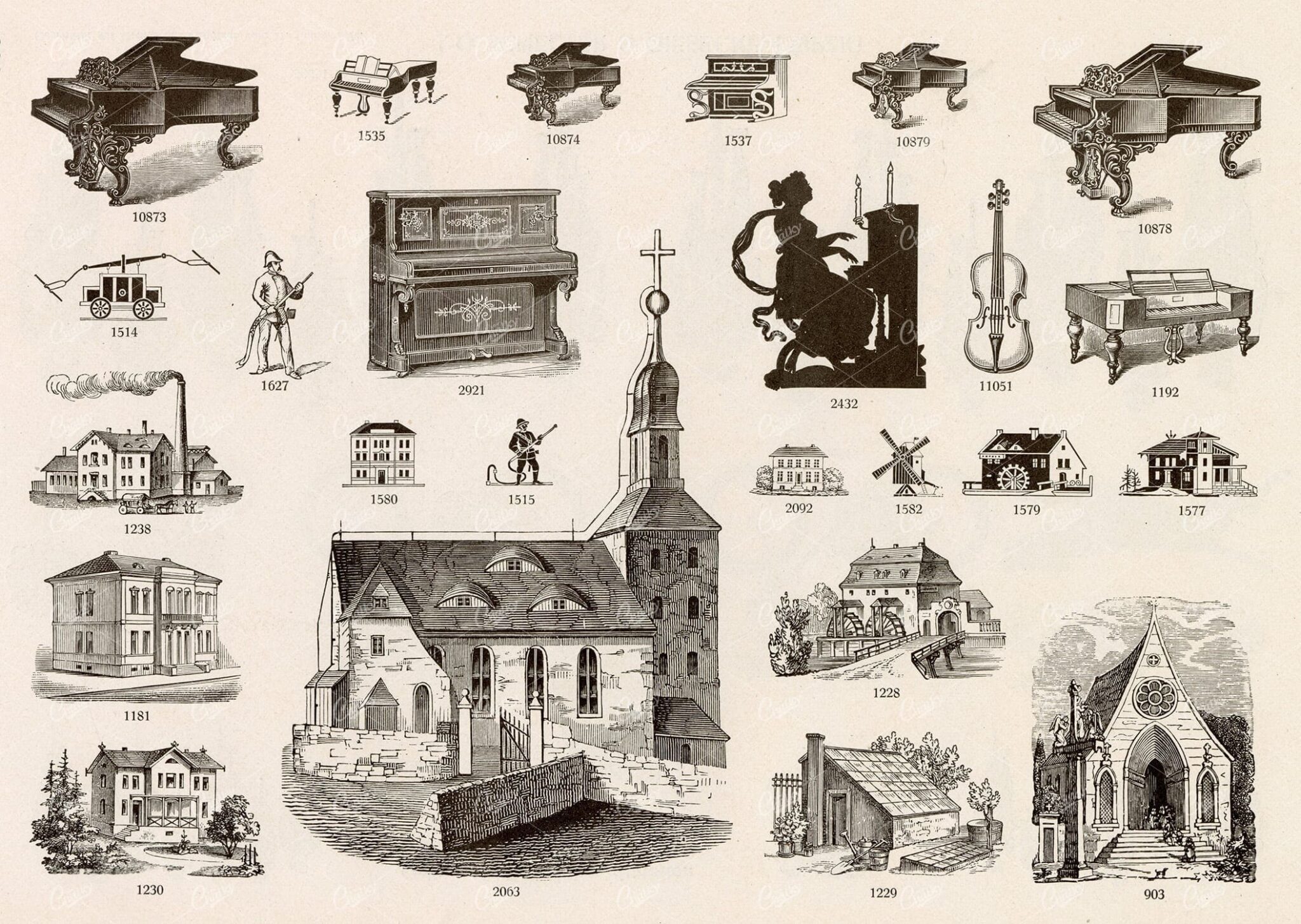 MISCELLANEOUS Selection of Vintage Design Elements - 1800s Antique Stock Artwork