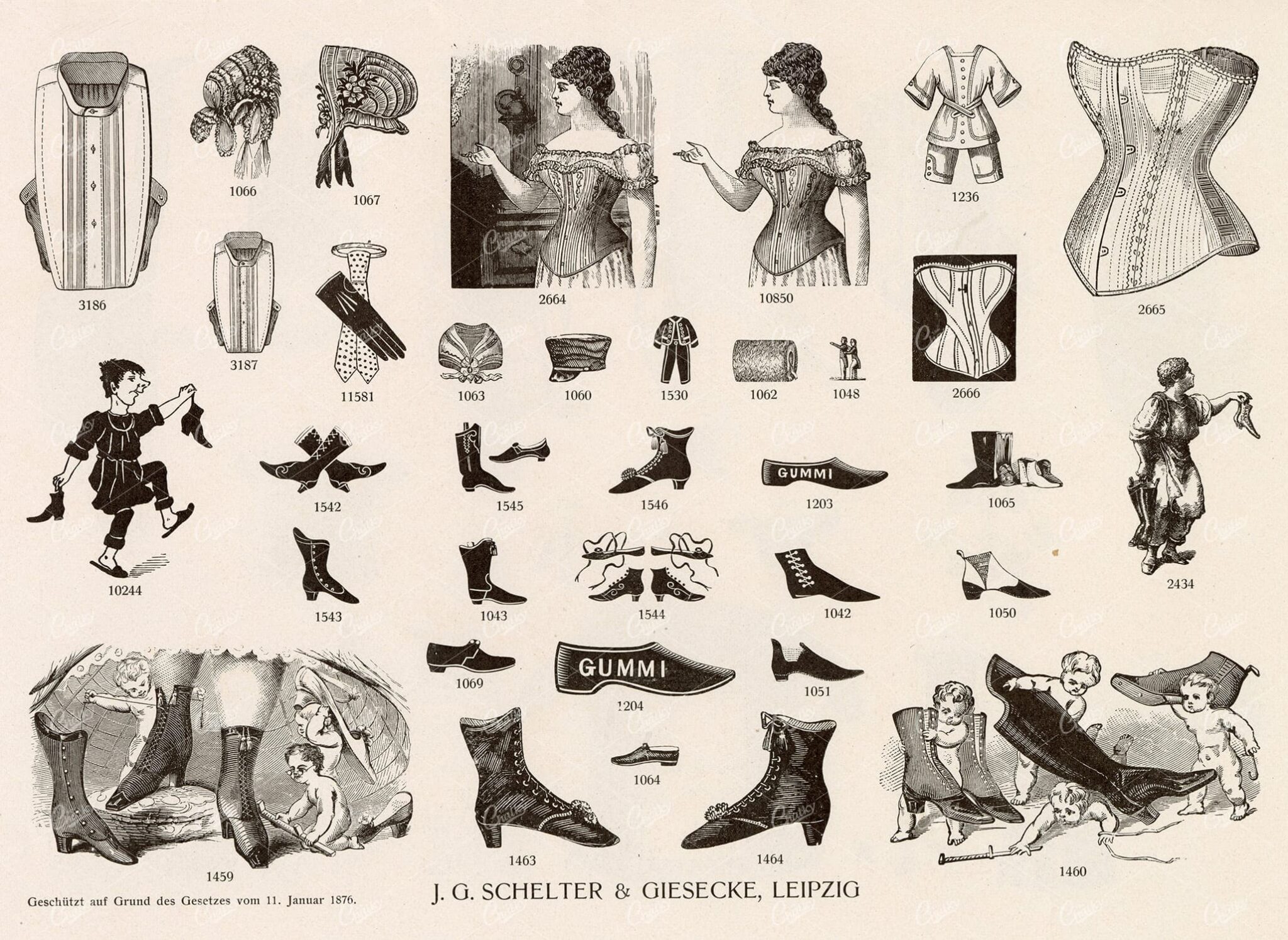 MISCELLANEOUS Selection of Vintage Clothing / Tailor Related Design Elements
