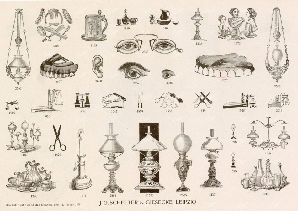 Miscellaneous Selection Of Vintage Design Elements - 1800s Antique Stock Artwork