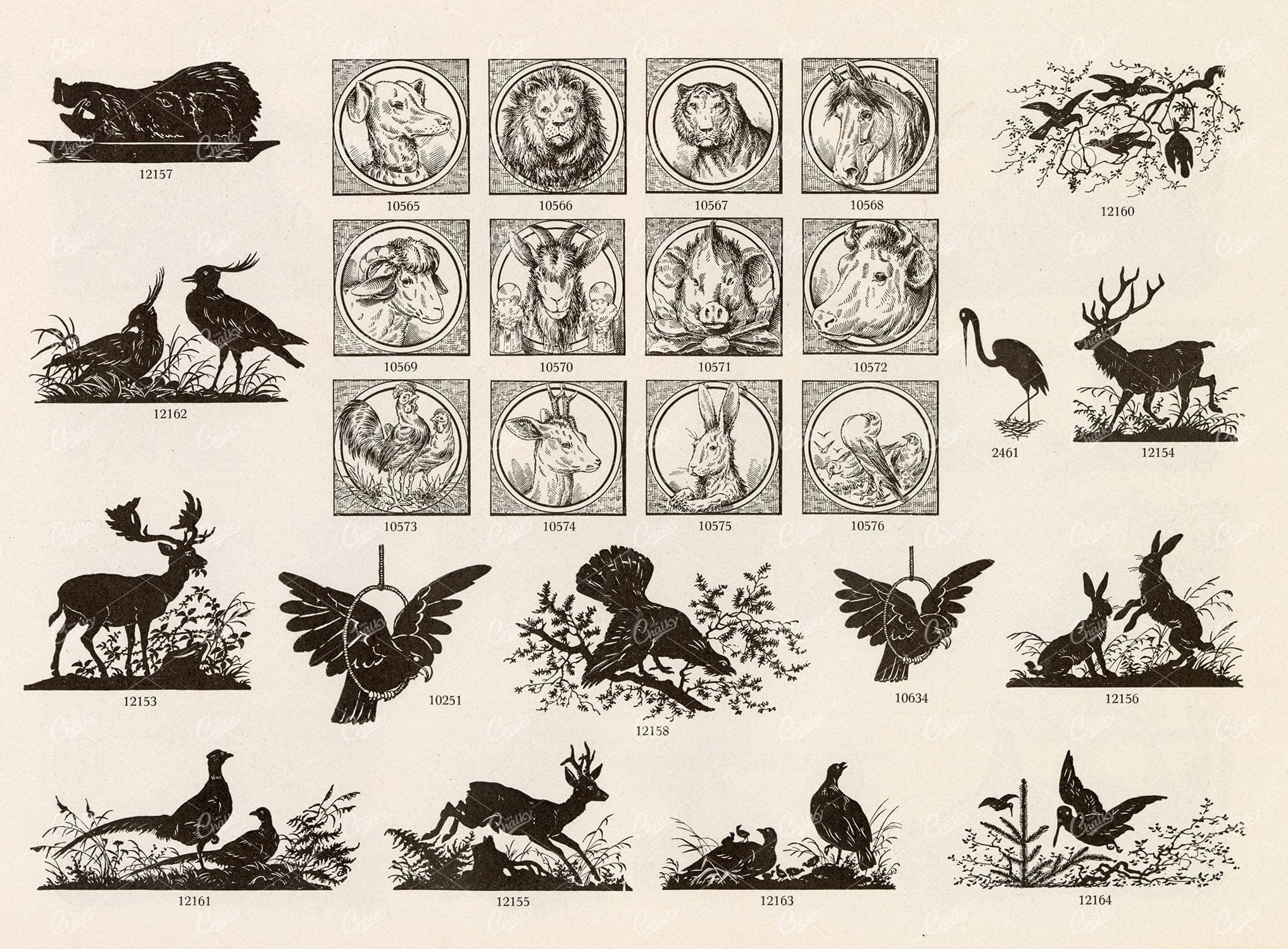 MISCELLANEOUS Selection of Vintage Wildlife Related Design Elements