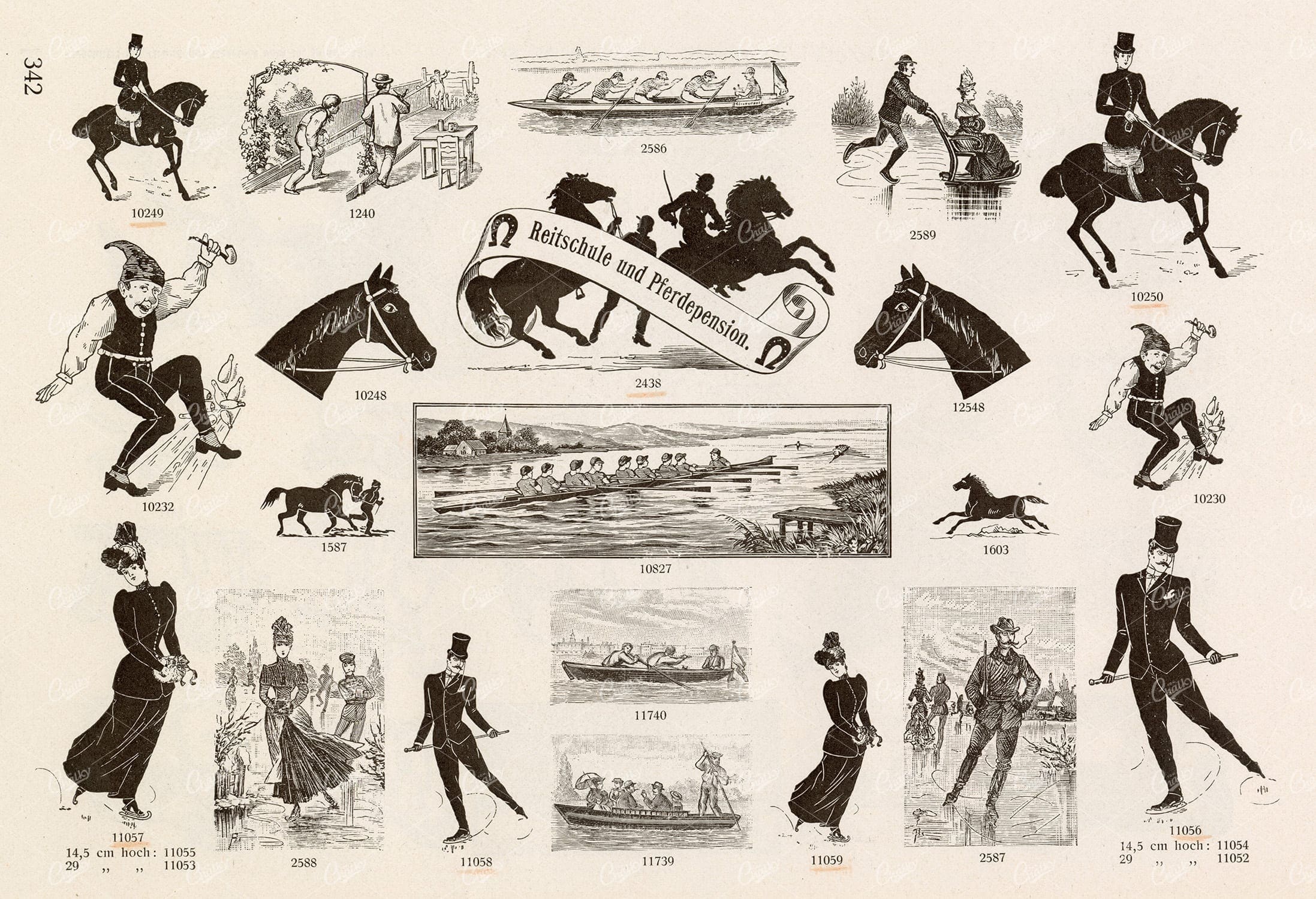 MISCELLANEOUS Selection of Vintage Horse / Ice Skating Related Design Elements