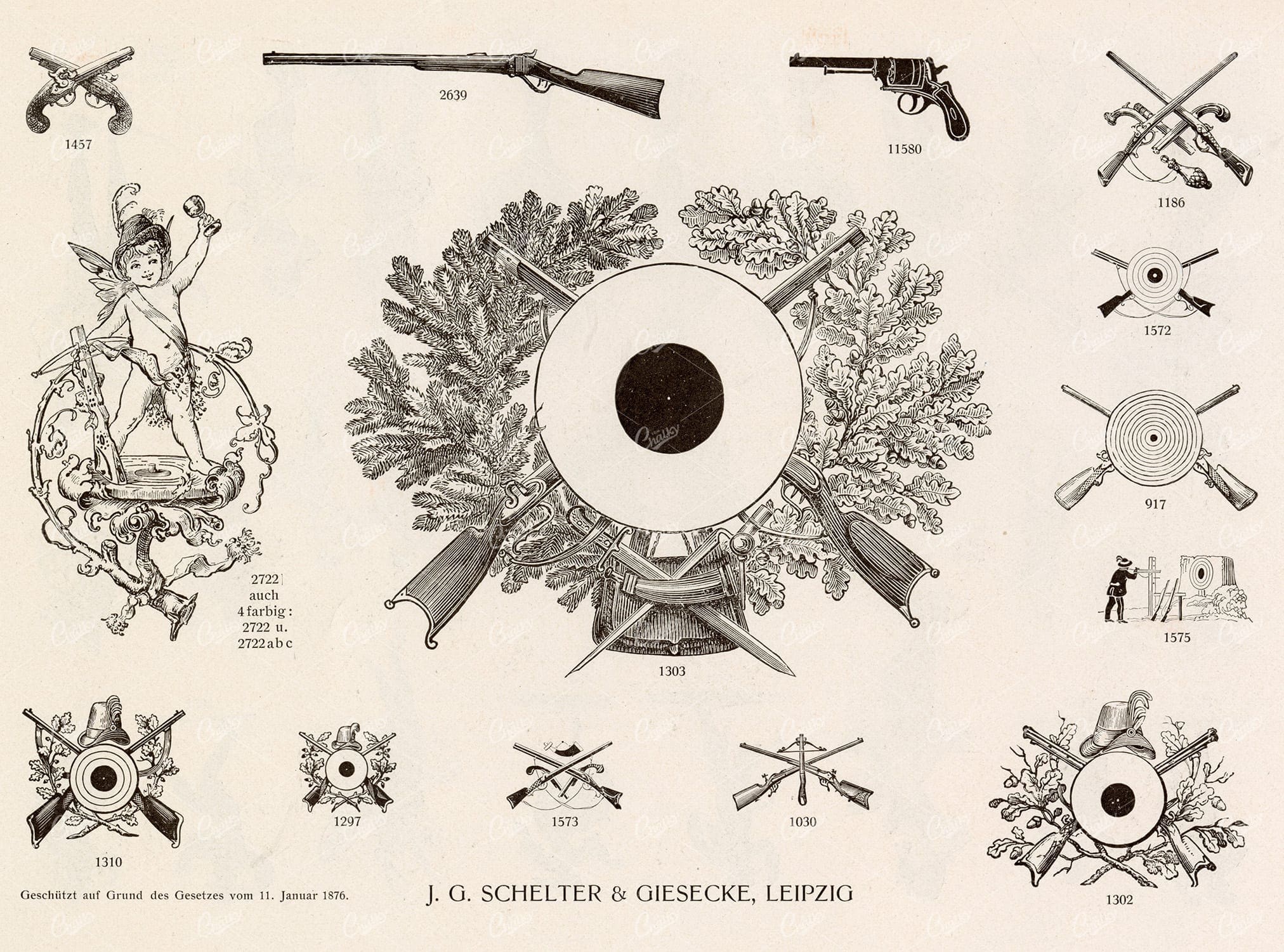 MISCELLANEOUS Selection of Vintage Hunting Related Design Elements
