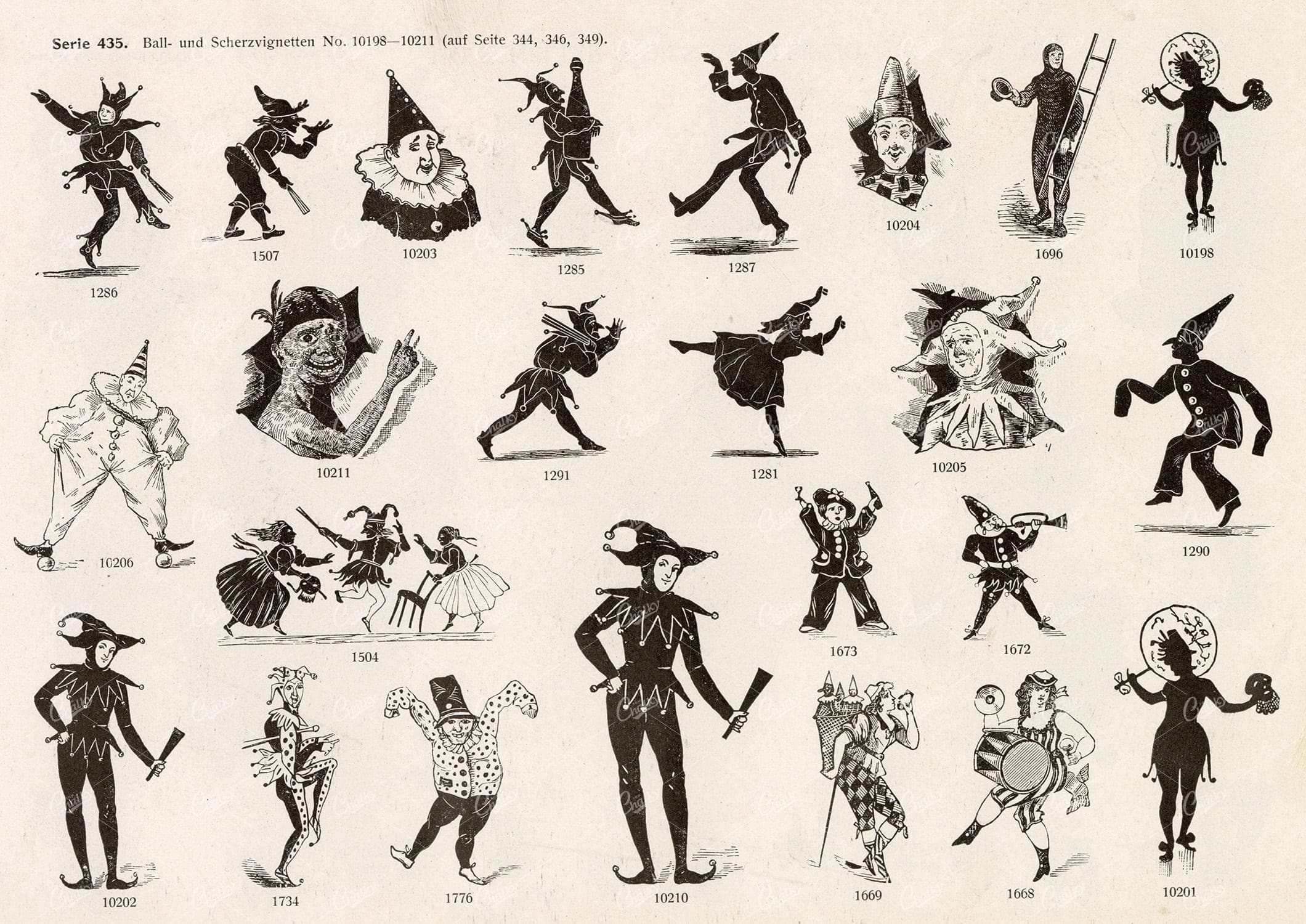 MISCELLANEOUS Selection of Vintage Clown / Jester Related Design Elements
