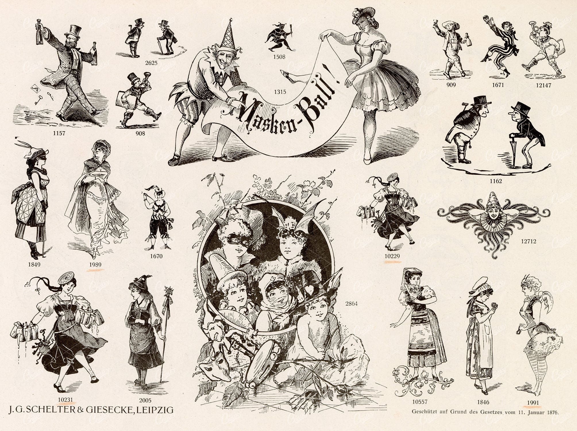 MISCELLANEOUS Selection of Vintage Caricature Design Elements