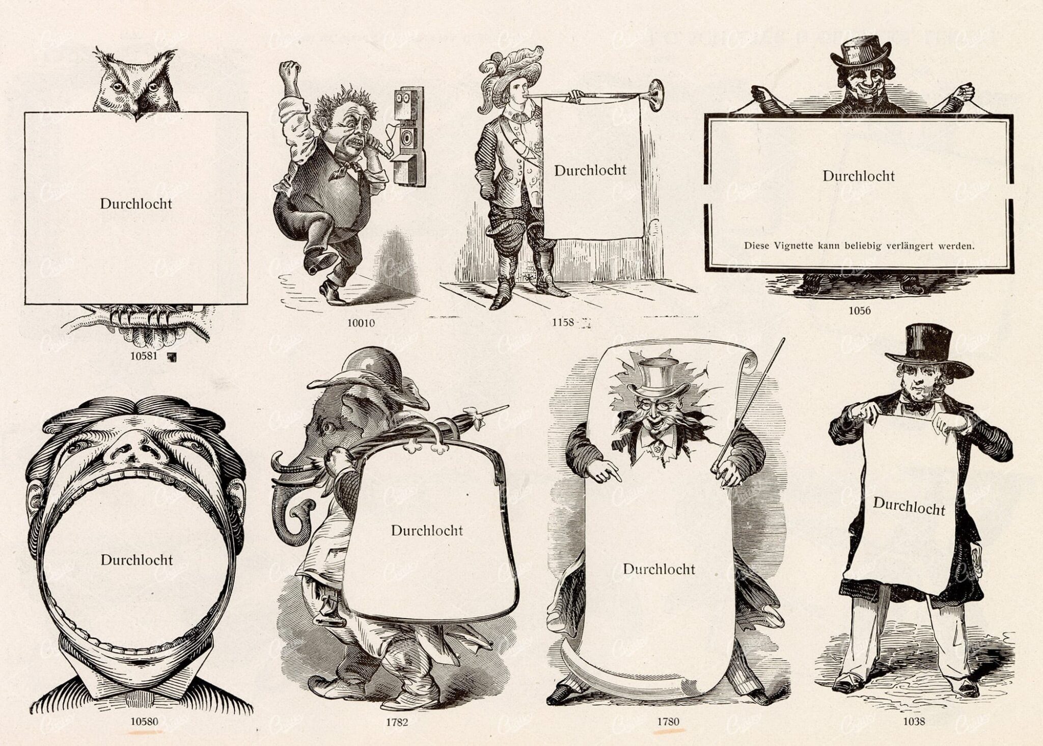 MISCELLANEOUS Selection of Vintage Advertising / Promotional Design Elements - 1800s Antique Stock Artwork