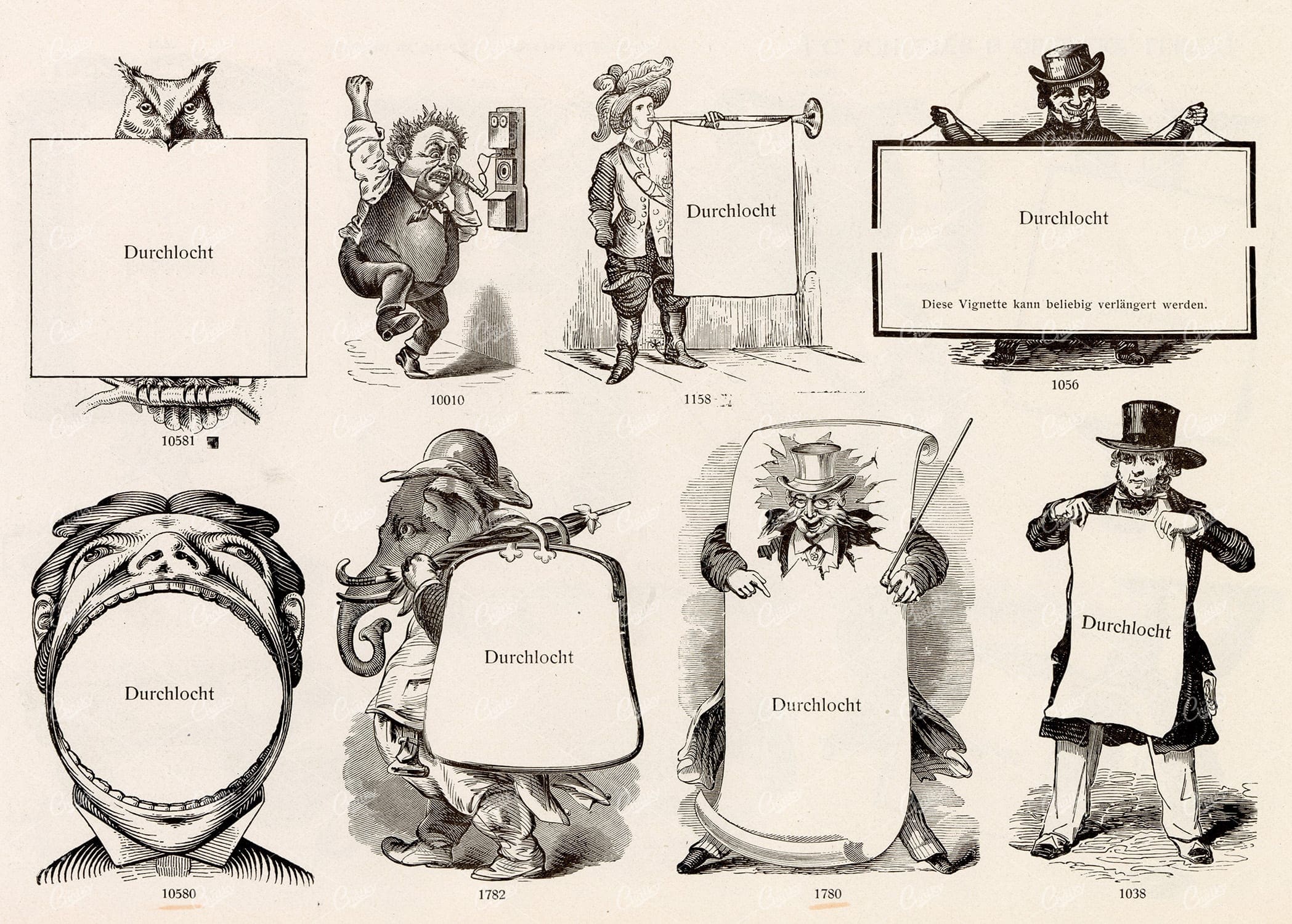 MISCELLANEOUS Selection of Vintage Advertising / Promotional Design Elements - 1800s Antique Stock Artwork