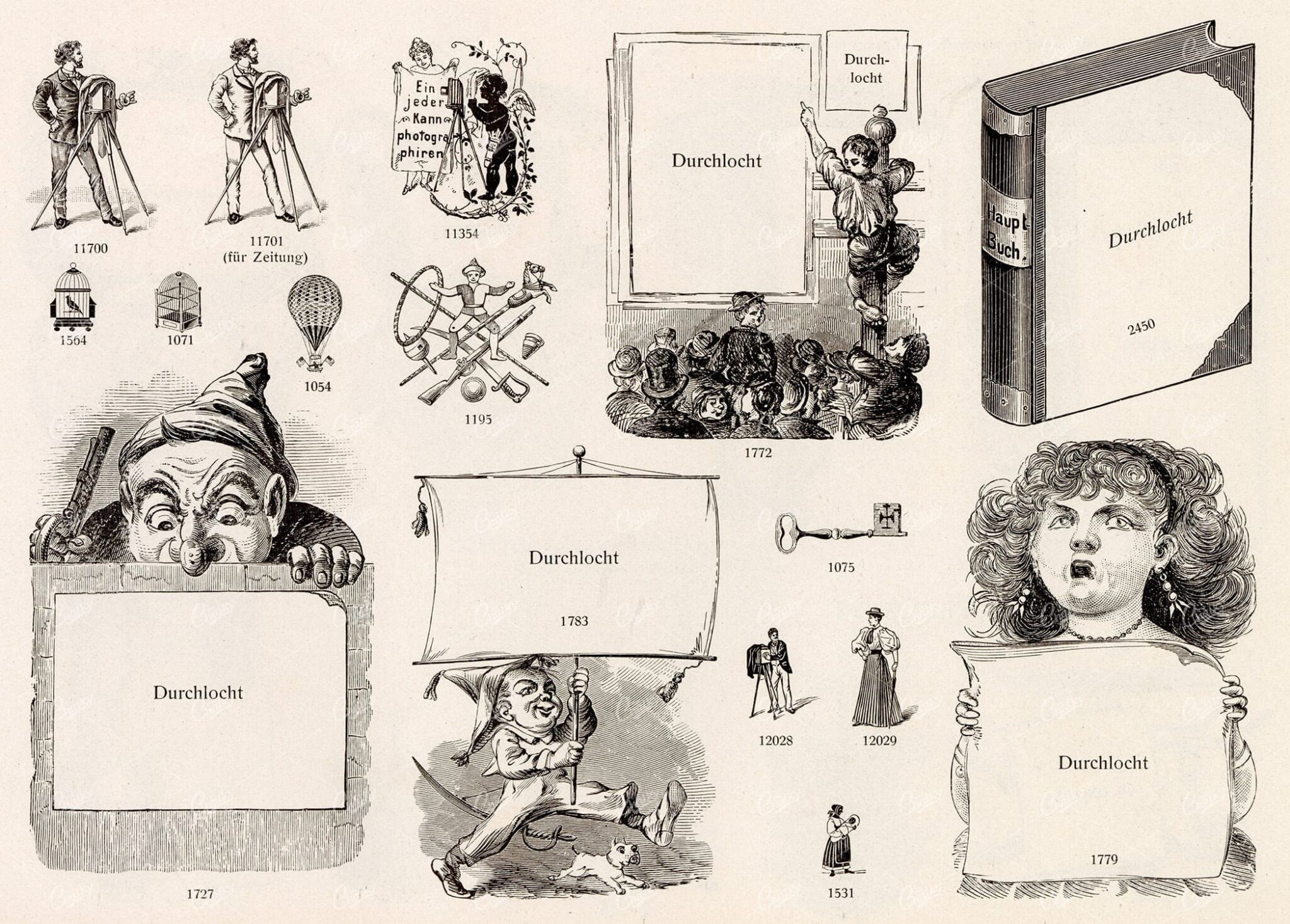 MISCELLANEOUS Selection of Vintage Advertising / Promotional Design Elements - 1800s Antique Stock Artwork